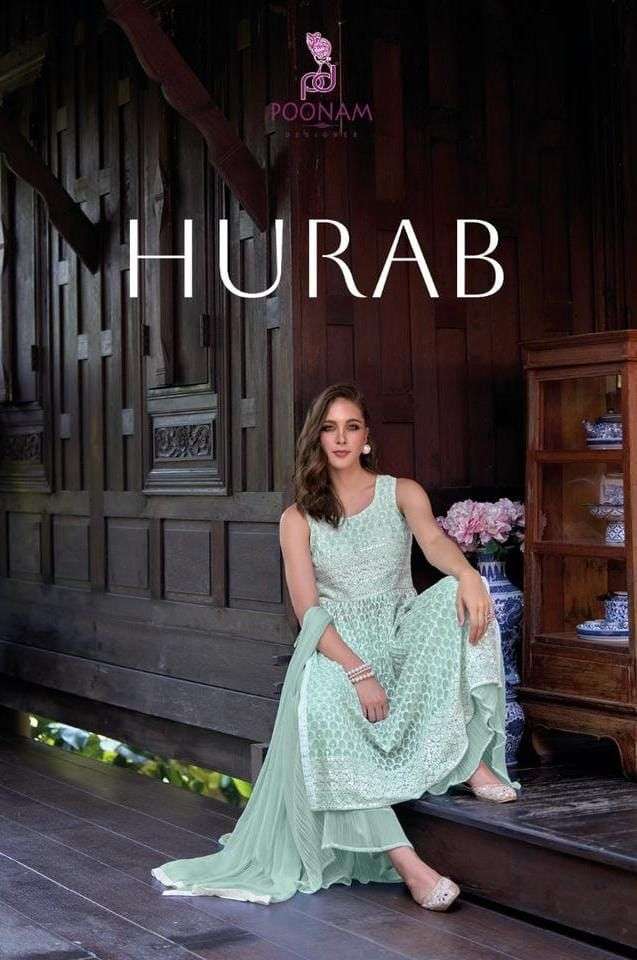 Poonam Designer Present Hurab Pure Georgette Schiffli Kurtis Wholesaler