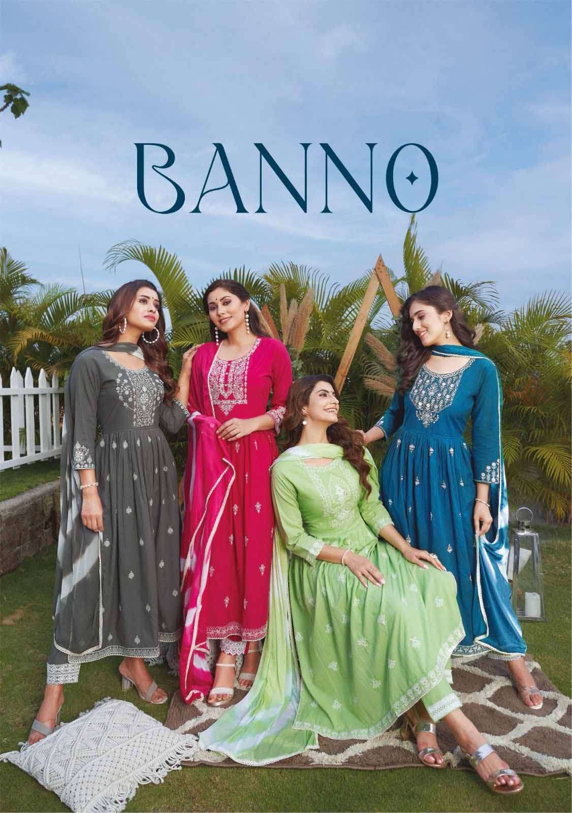 Kiana Banno Pure Cotton Nyra cut kurti with pant and dupatta wholesale collection