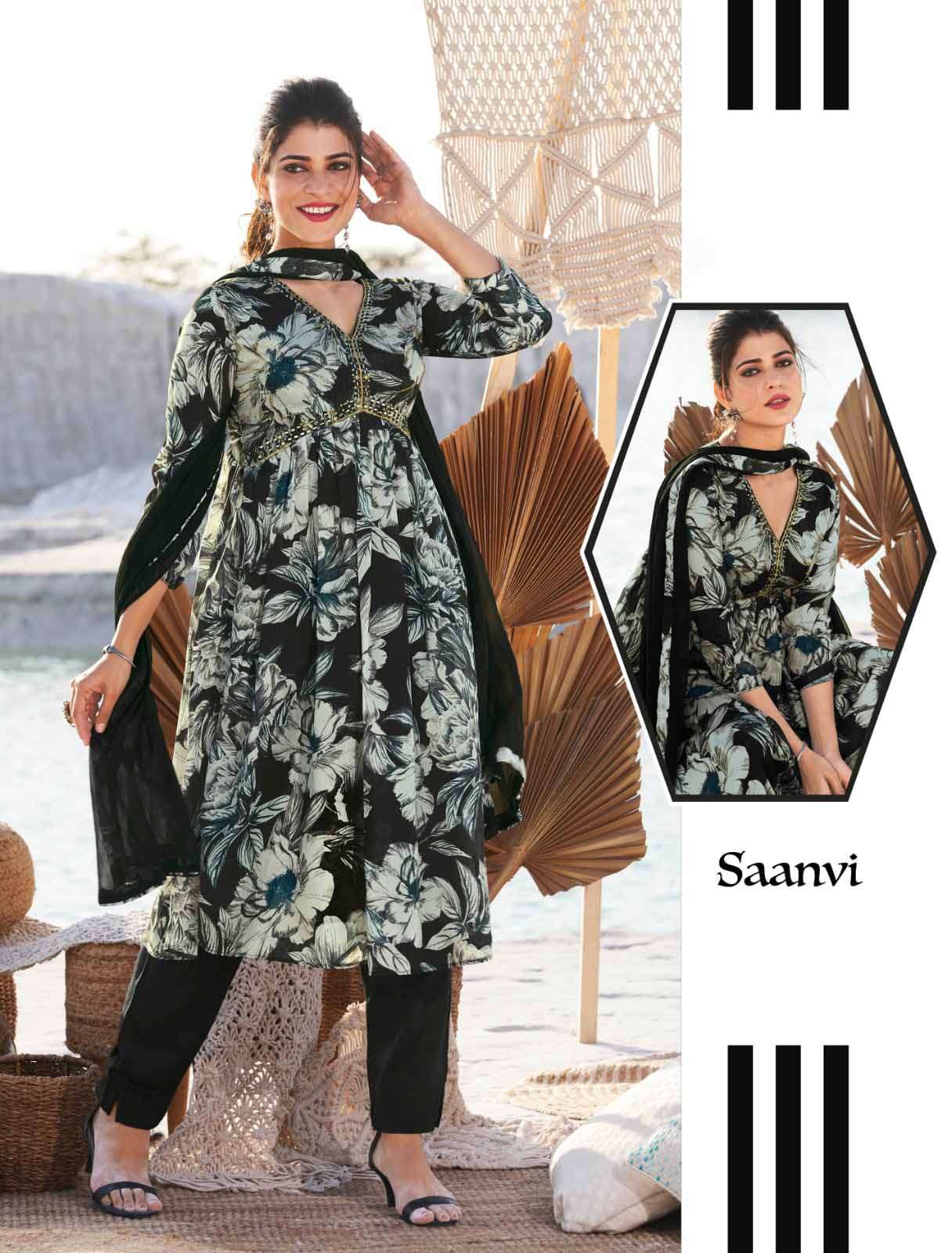 Printed Kurti with Trouser and Duppta - FabCulture