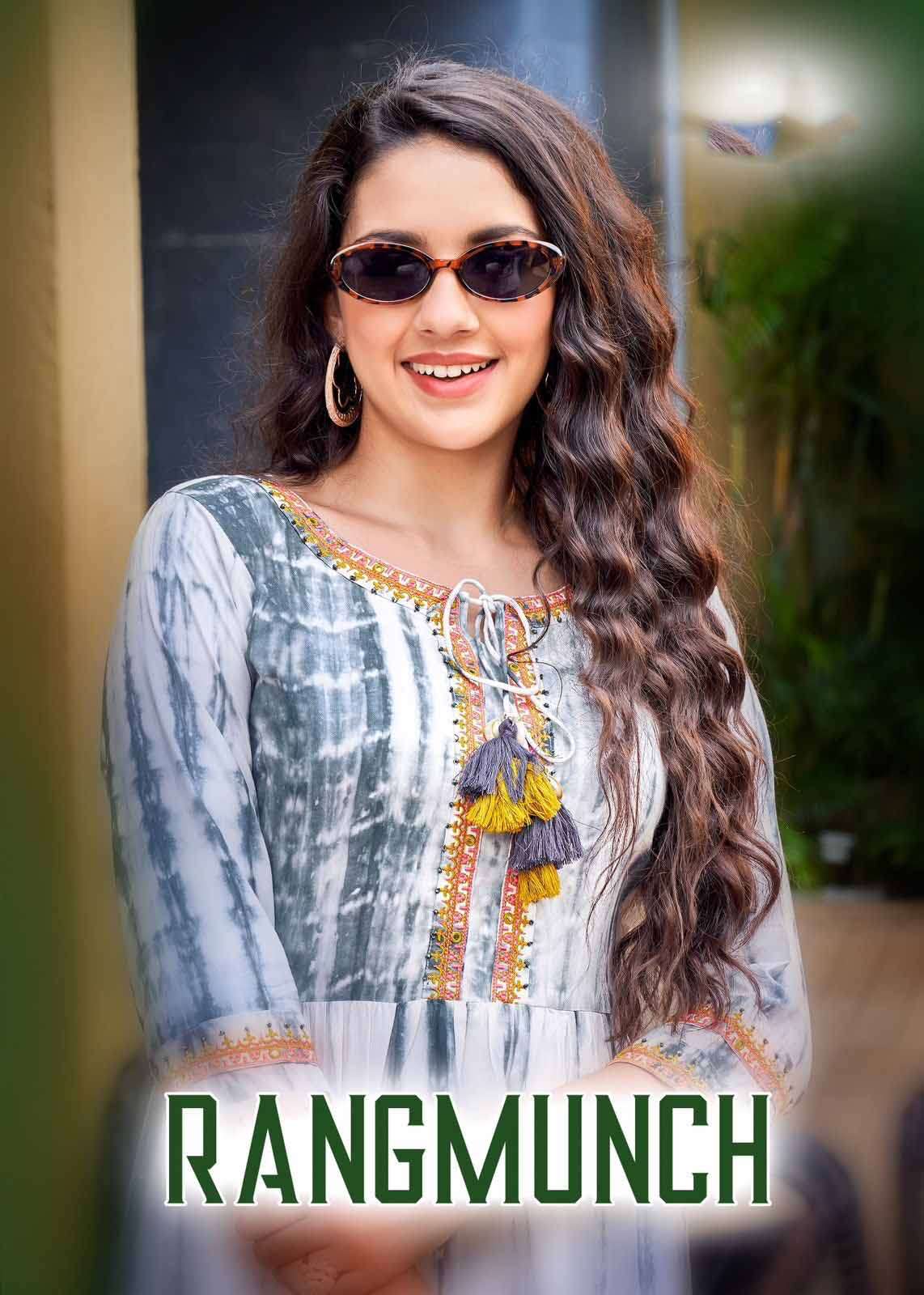 Rangmunch By Wooglee Fancy Viscose Rayon Wrinkle Kurtis Wholesale Collection