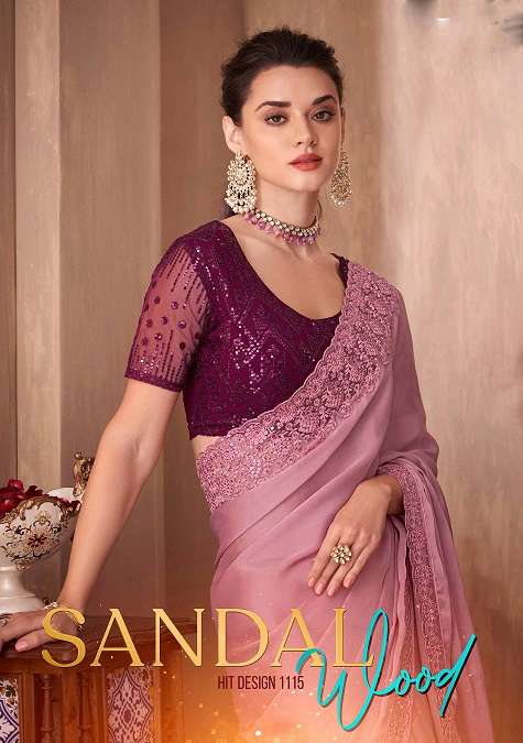 Tfh Sandalwood hit design 1115 partywear silk sarees wholesale collection
