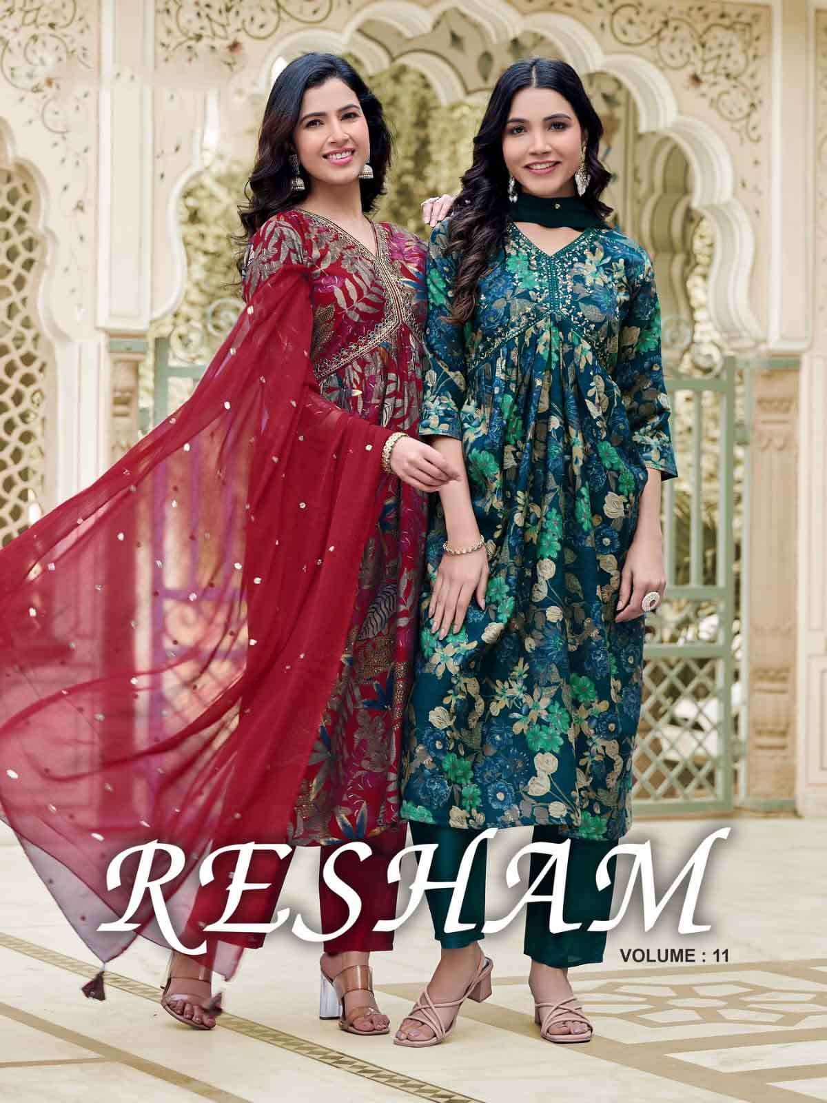 Silk Embroidered Gulabi Nyra Cut Ossm Readymade Pant Style Suits