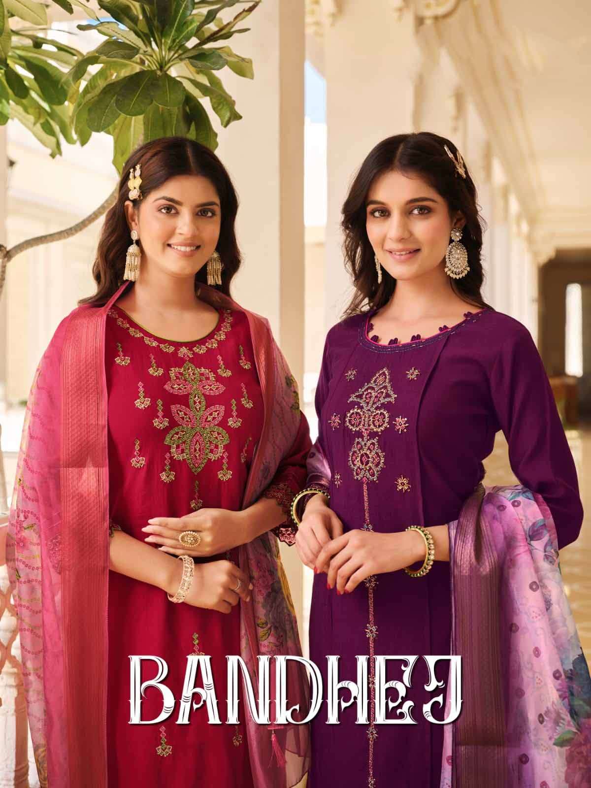 karissa bandhej classy and fabulous boutique collection kurti pant dupatta wholesaler