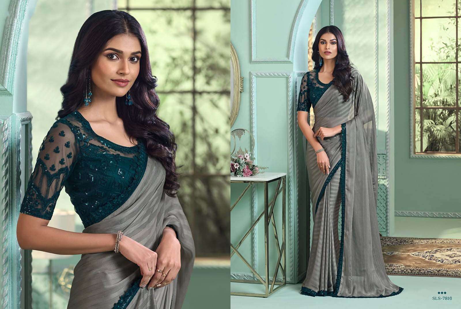 tfh salsa style 3 7800 series partywear designer embroidered sarees wholesale collection