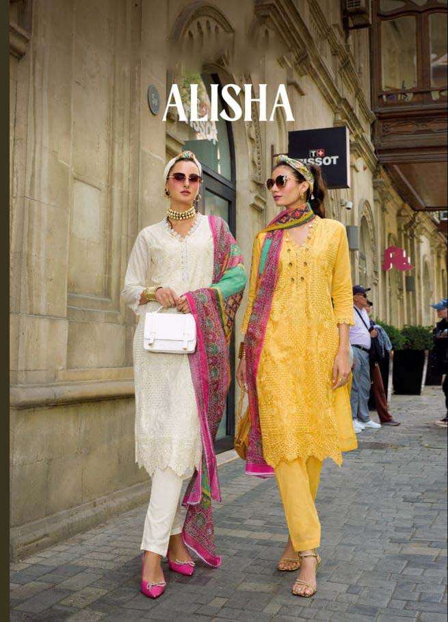 Alisha Zaveri Cotton Readymade Straight Cut Pakistani Style Suit