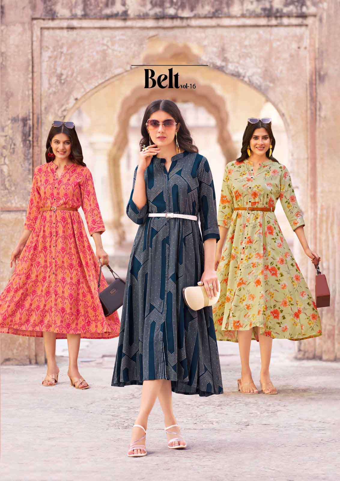 belt vol 16 mittoo fancy partywear rayon print kurti