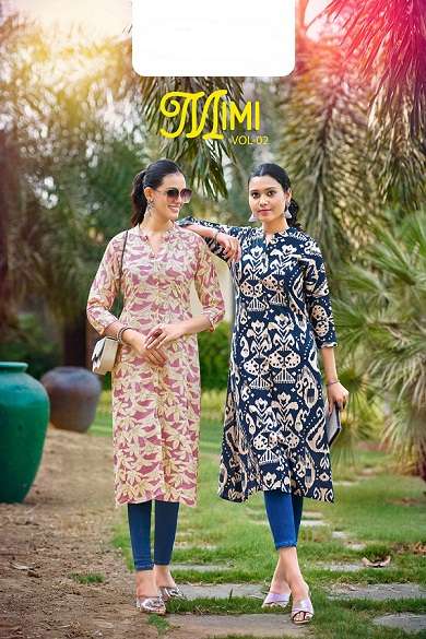 mimi vol 2 fancy printed long kurti for summer season