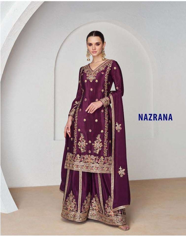 nazrana aashirwad free size stitched embroidered sharara suit wholesale supplier