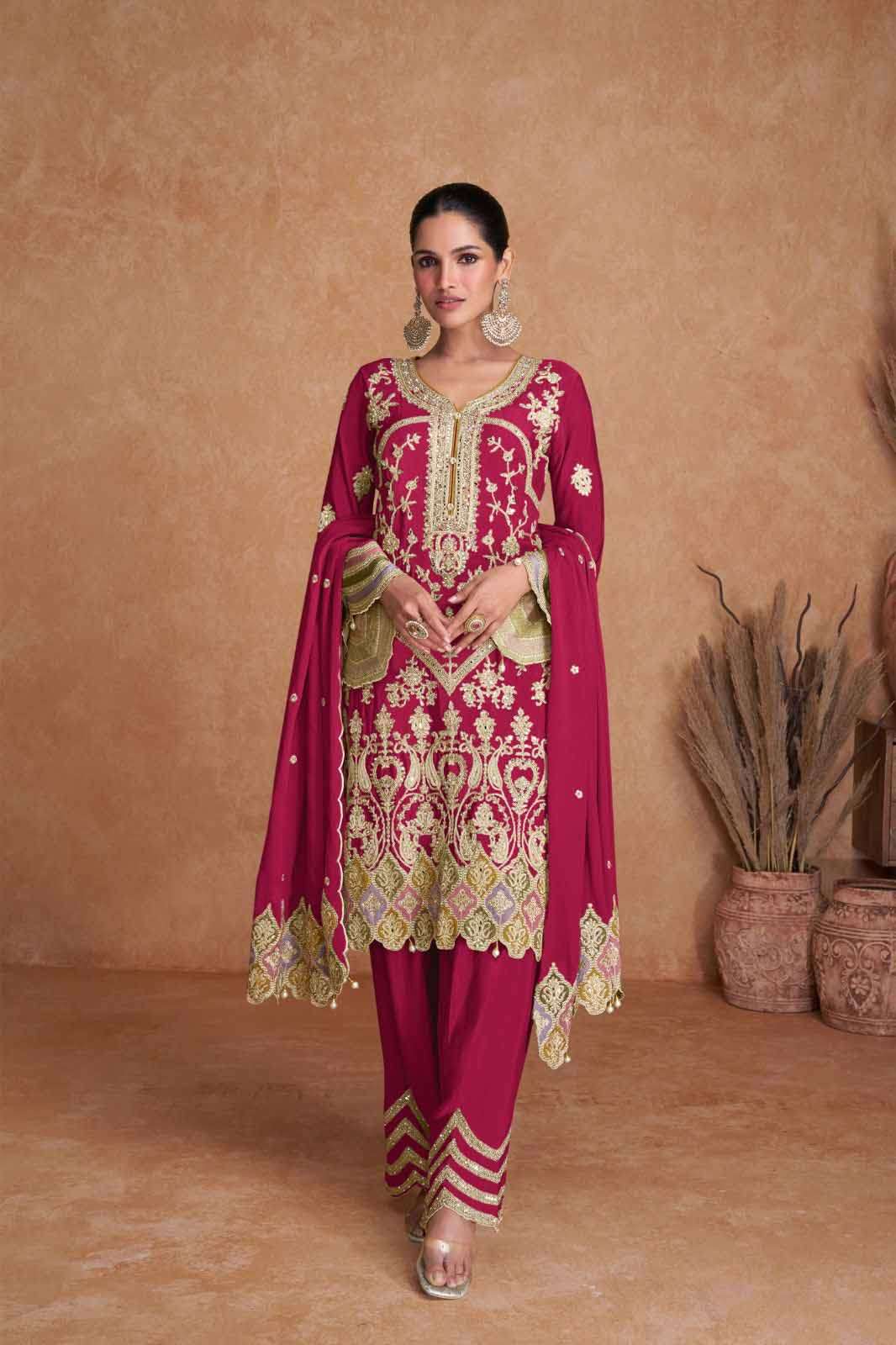 buy online liyana vol 1 gulkayra heavy embroidered real chinon free size stitch suit collection