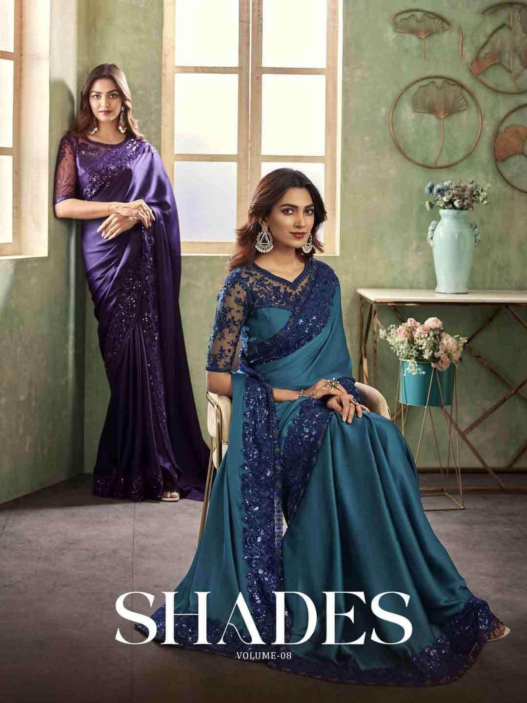 shades vol 8 anmol fancy partywear embroidered sarees wholesale collection