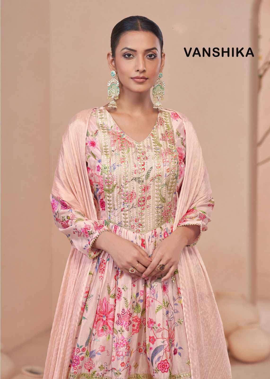 vanshika gulkayra real chinon digital print embroidered sharara wholesale collection