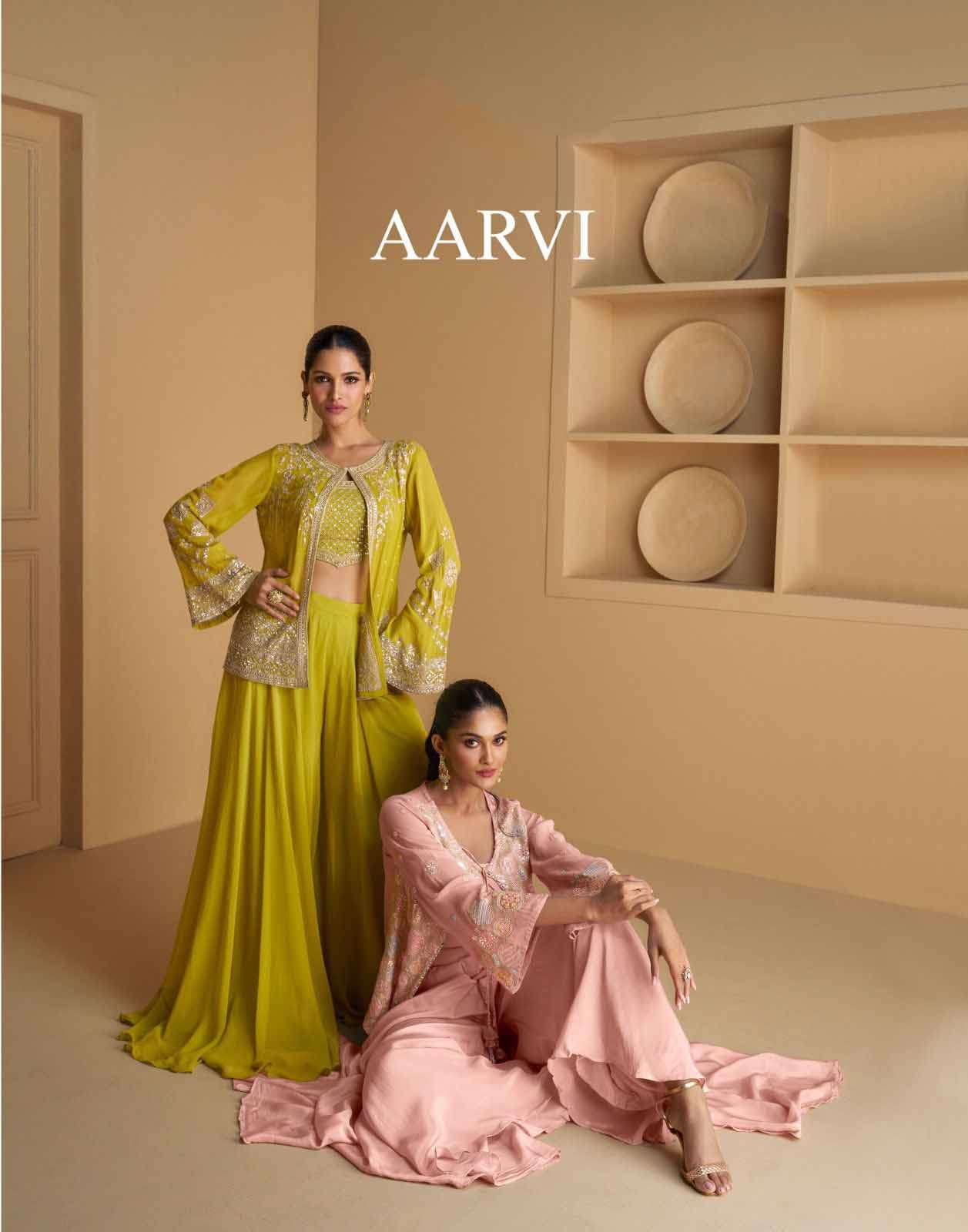 aarvi sayuri readymade partywear fancy sharara gharara suit collection at krisha creation