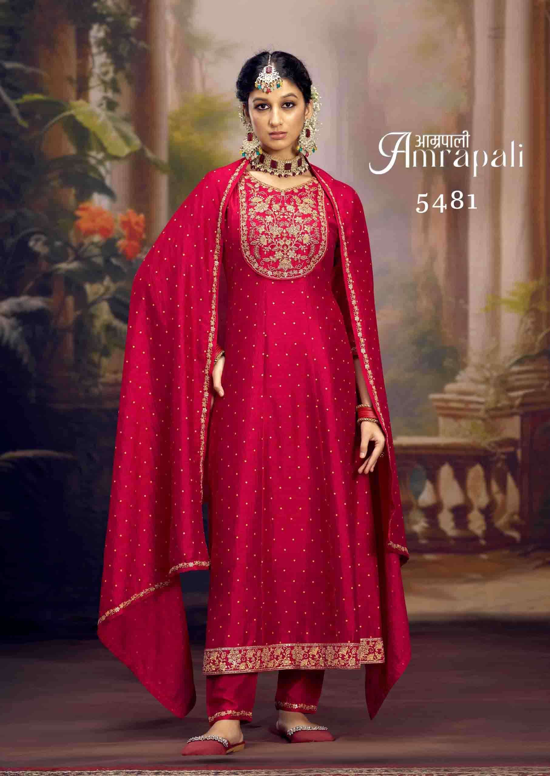 Buy online Amarpali Rangoon Fancy Embroidery Anarkali Style Kurti Pant Dupatta Collection