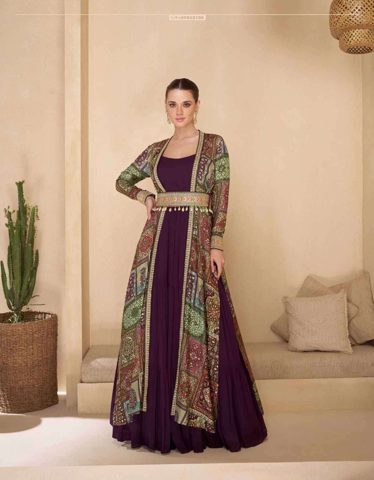 meera sayuri fancy partywear designer suit with shrug collection