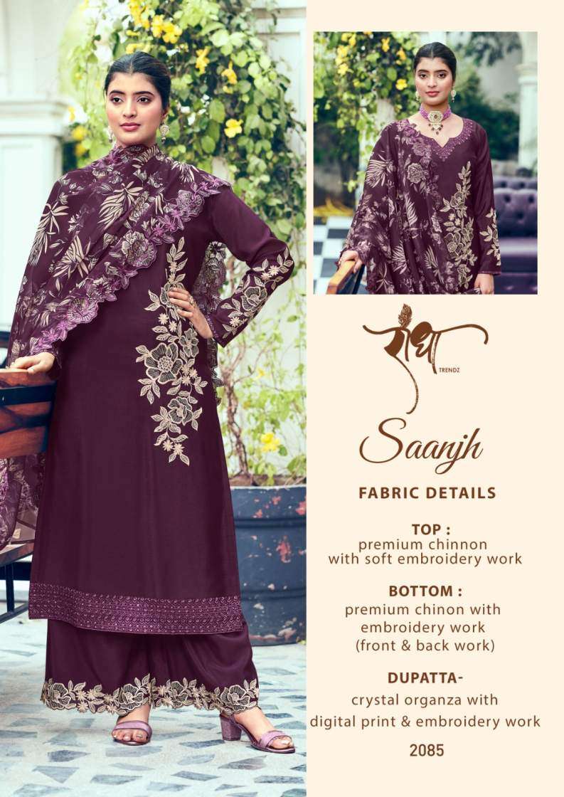 saanjh by radha heavy chinon premium luxury collection embroidered suit at krisha creation