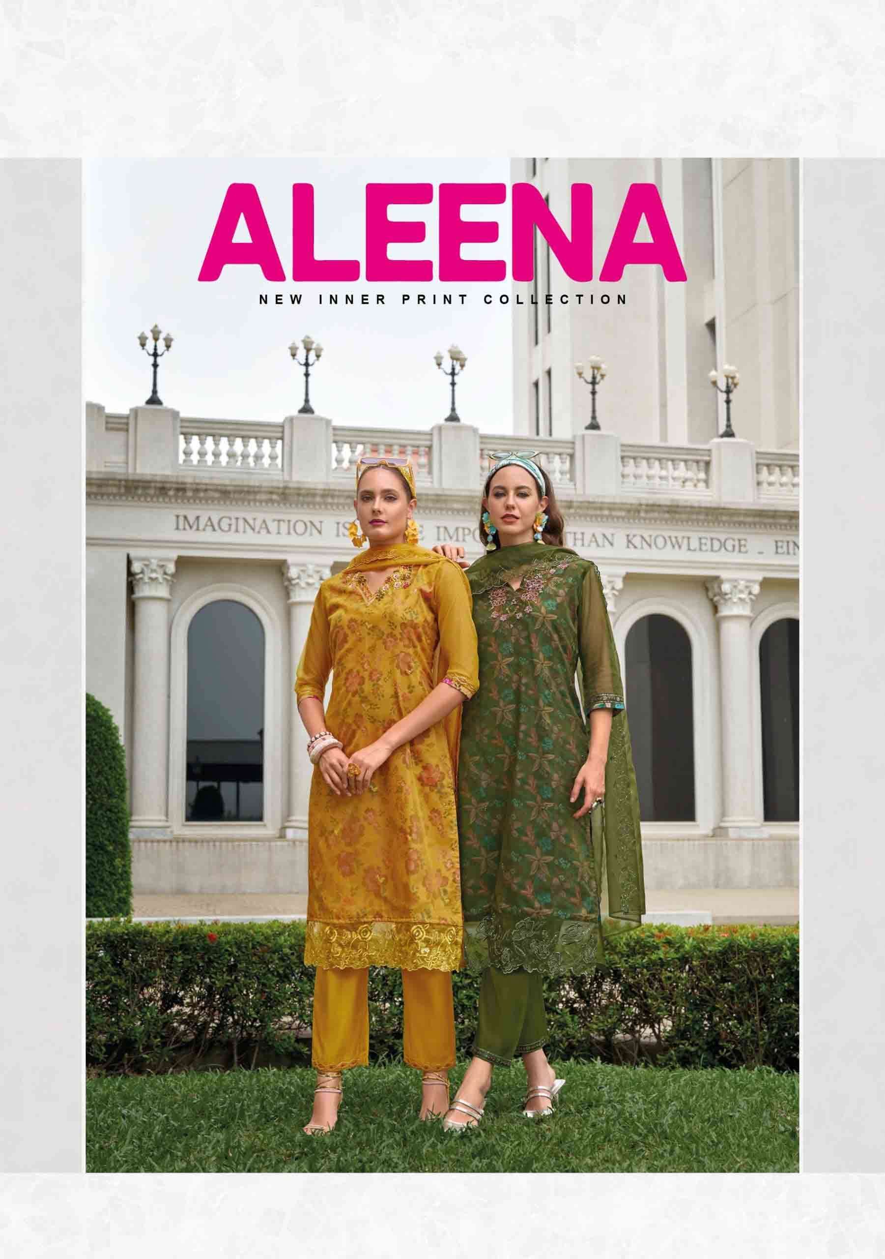 Aleena Lady Leela Exclusive Handwork and Embroidered Fancy V Neck Style Kurti Pant Dupatta Set