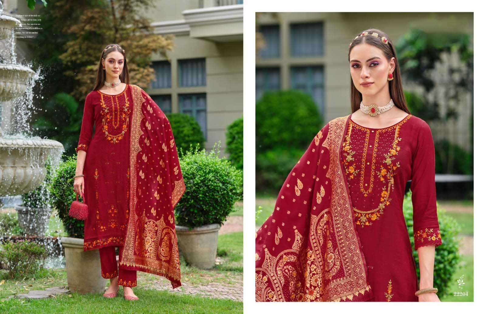  Hasmeena Vol 4 Lily lali Pure Handwork Karwa Special Festive Collection Kurti pant Dupatta Available Online at Krisha creation