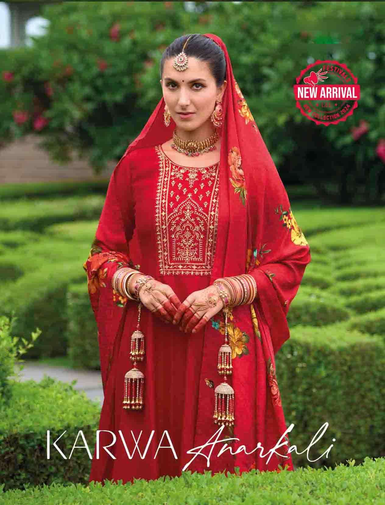 karwa Anarkali lily lali Premium Collection For Karwa Chauth Festival at krisha creation