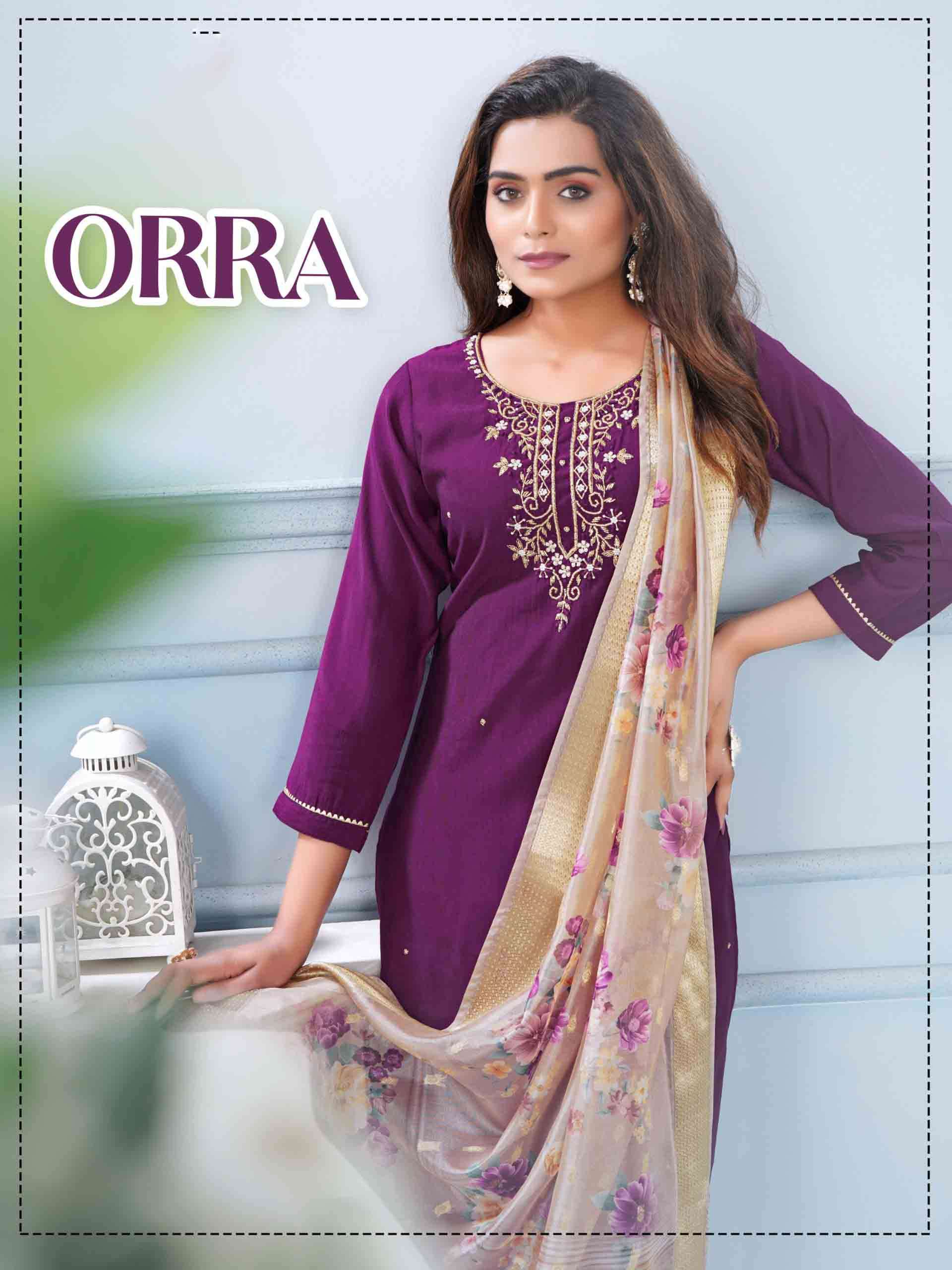 Orra Aanchi Fancy Fabrics Handwork Top with bottom and digital dupatta for festive season