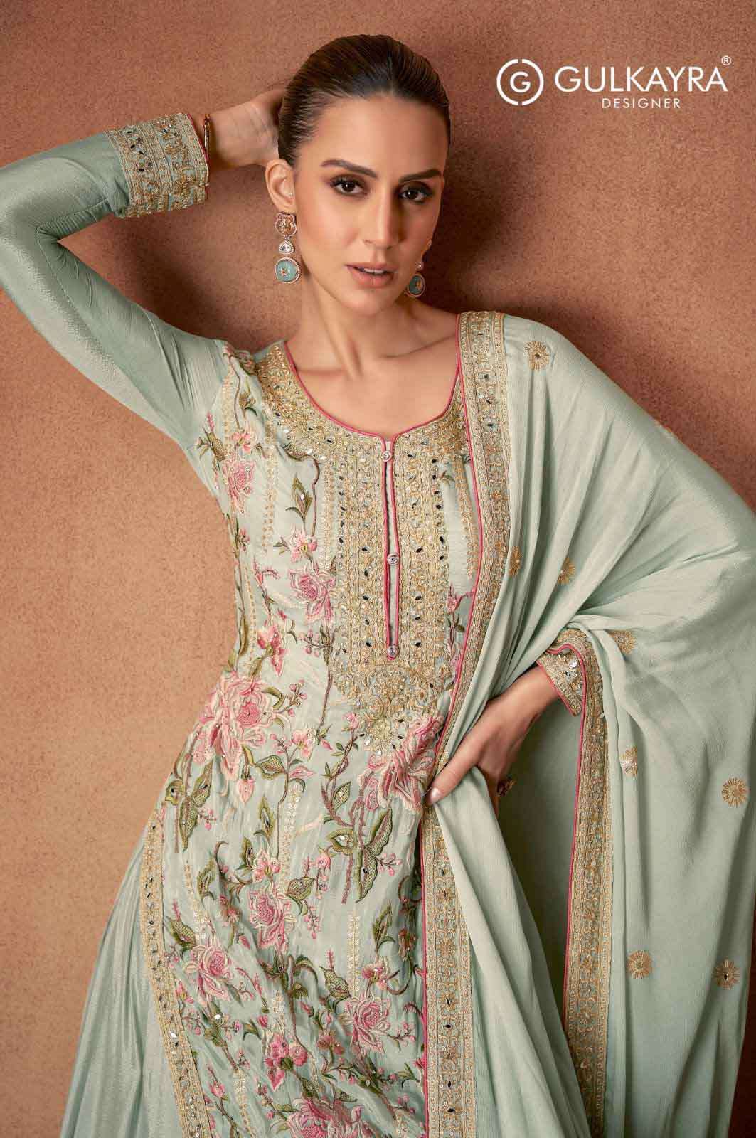 Vanya Gulkayra Real Chinon Embroidered and Mirror work Readymade Designer Plazzo Suit Collection