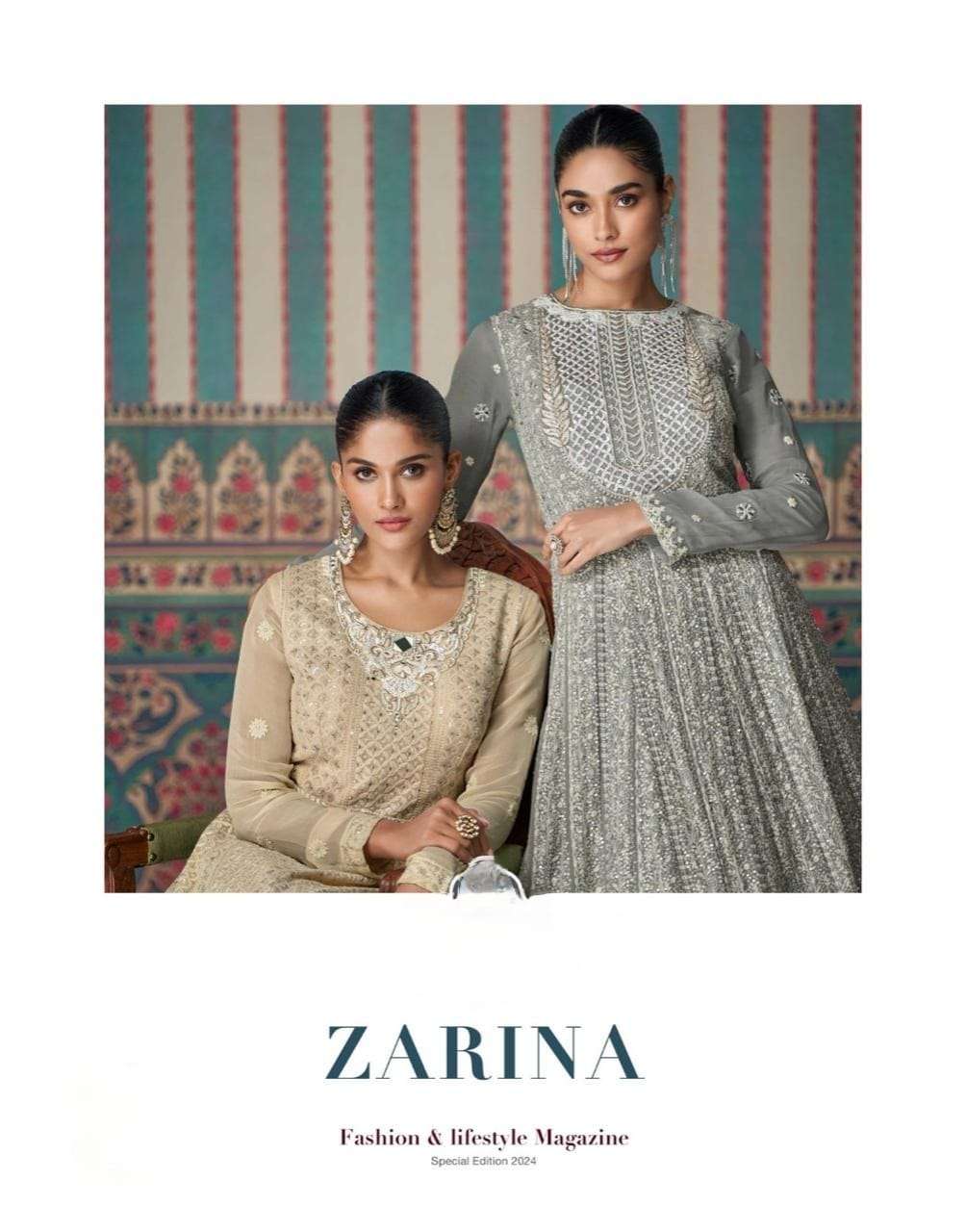 Zarina Sayuri Real Georgette Chikankari Embroidered Gown With Embroidered Dupatta