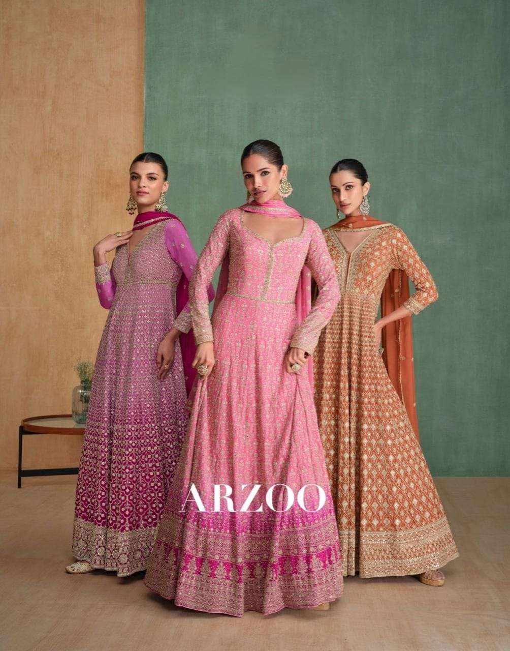 Arzoo by Sayuri Readymade Embroidered Designer Premium Gown with Dupatta Set