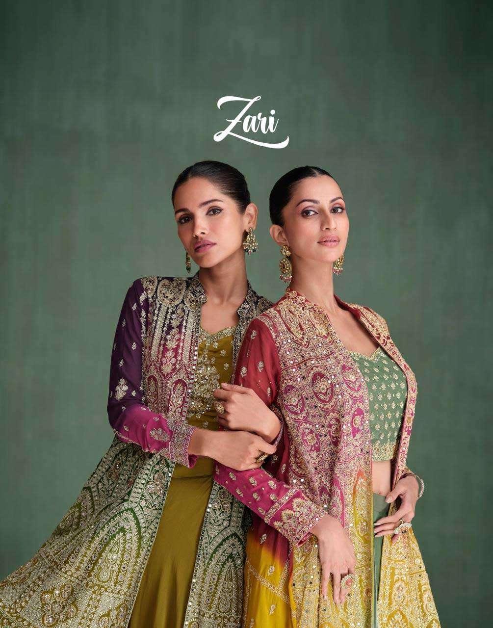 Buy Zari by Sayuri exclusive designer Indo western partywear online at Krisha Creation Surat wholesale market for designer ethnic wear 