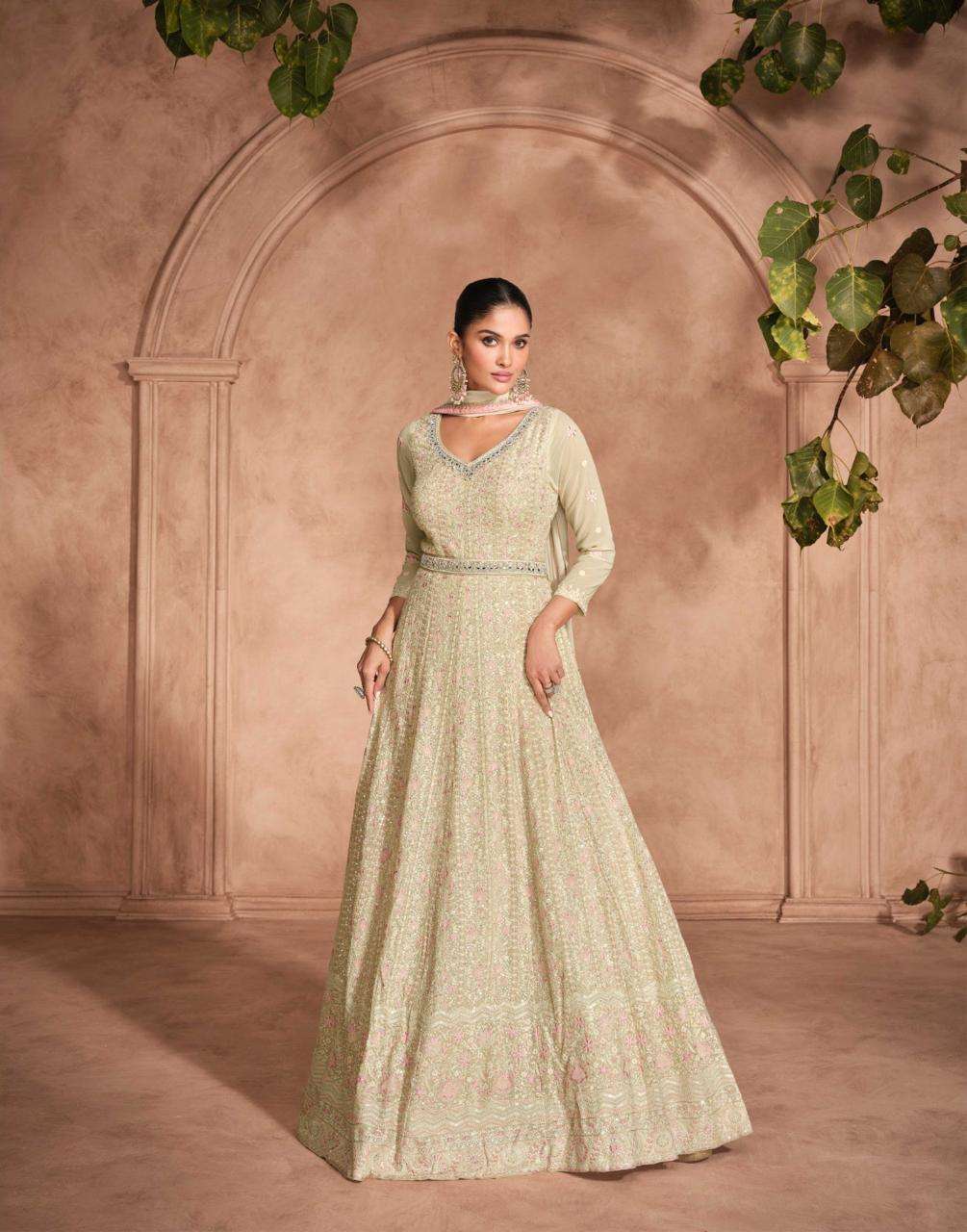 Rivaah By Sayuri Designer Exclusive Readymade Chikankari Embroidered Gown with Dupatta set