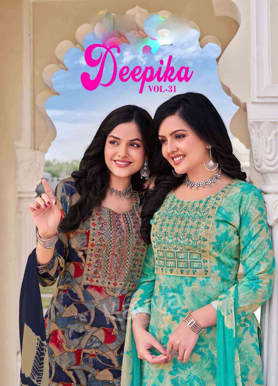 Deepika vol 31 by Kavya Premium quality capsule Top bottom And nazleen dupatta Set