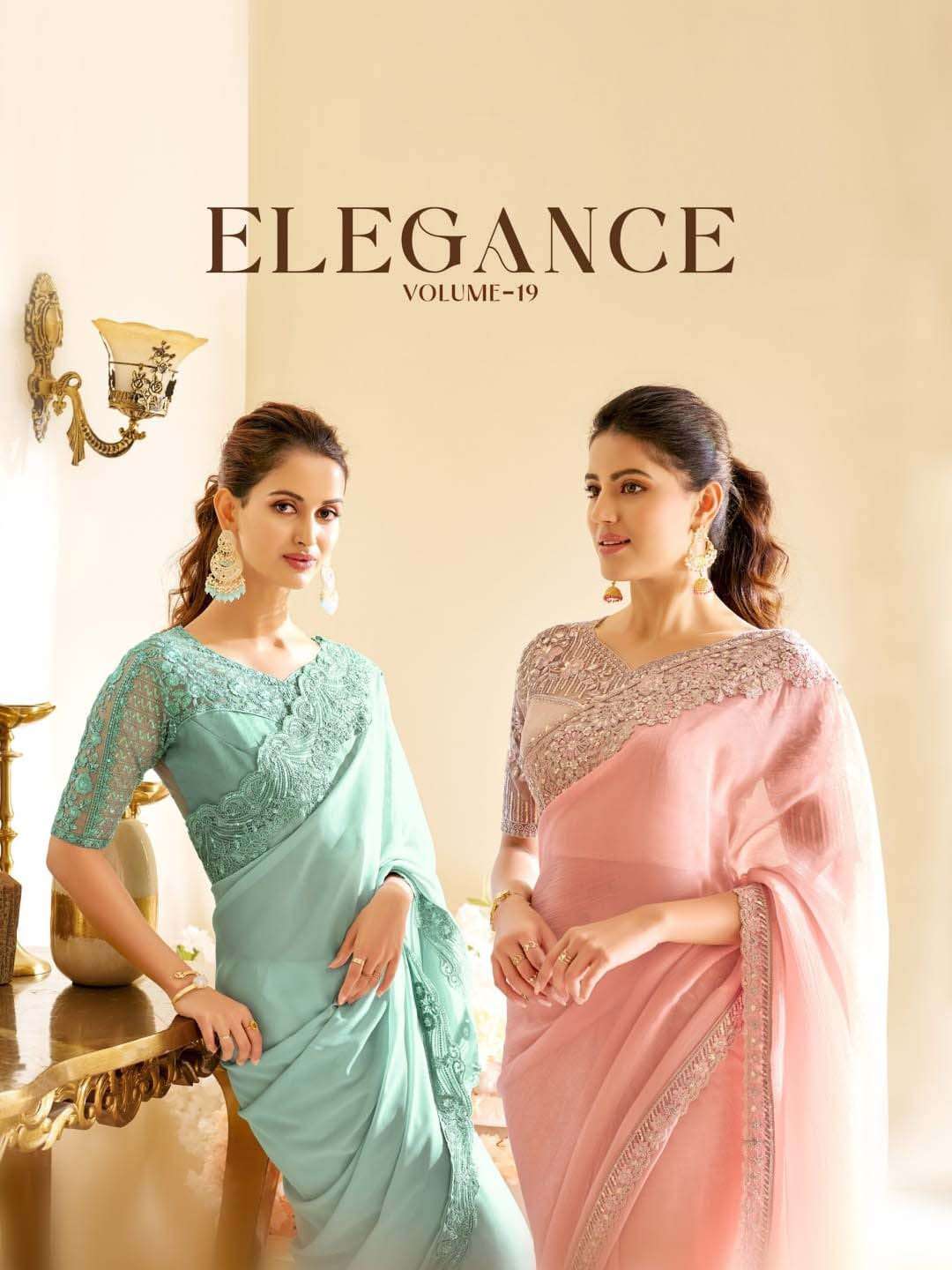 Elegance vol 19 Partywear Sarees by Anmol Now available Online at Krisha creation