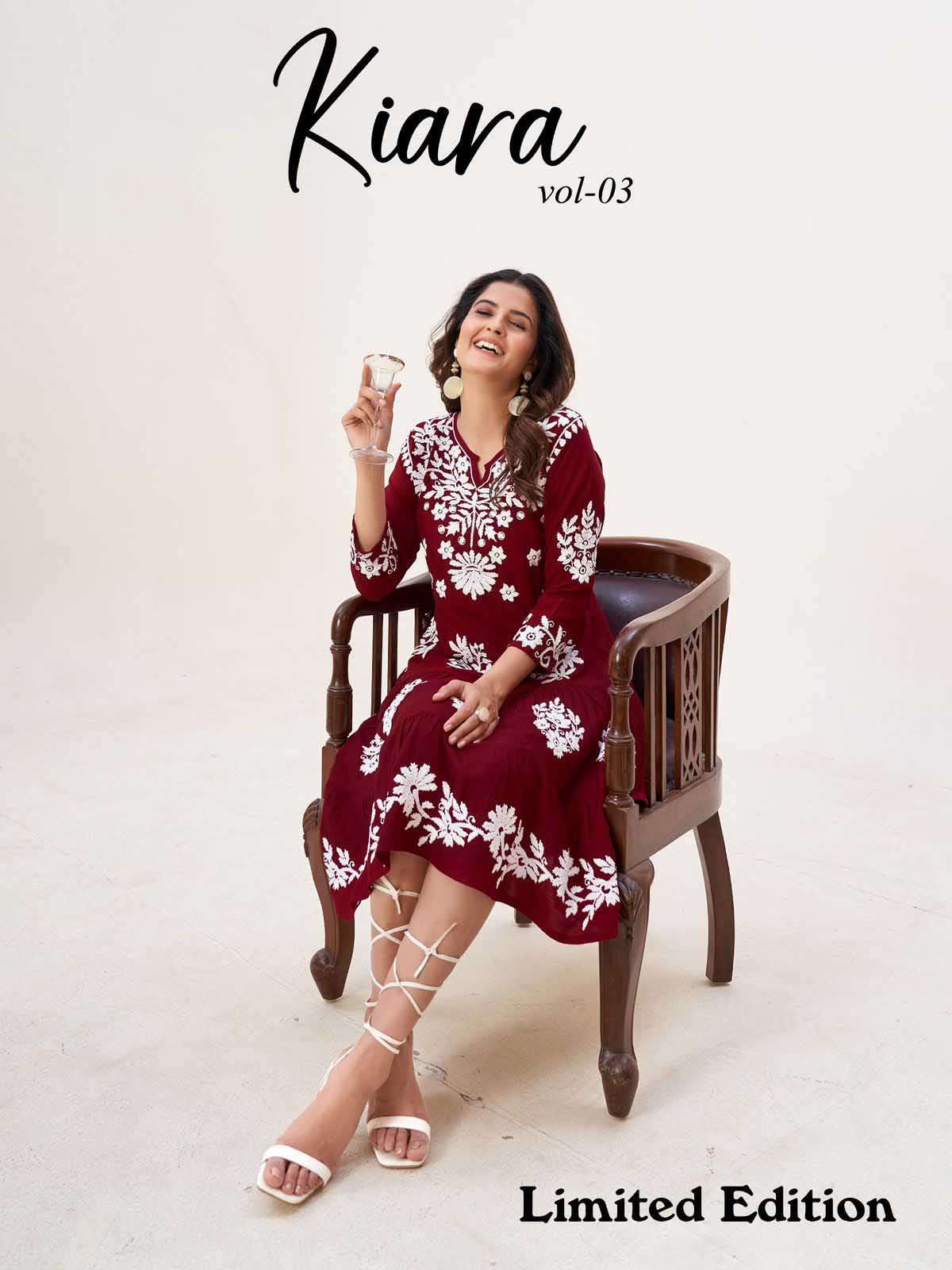 blue hills kiara vol 3 Heavy rayon lucknowi chikari Fancy Kurti online