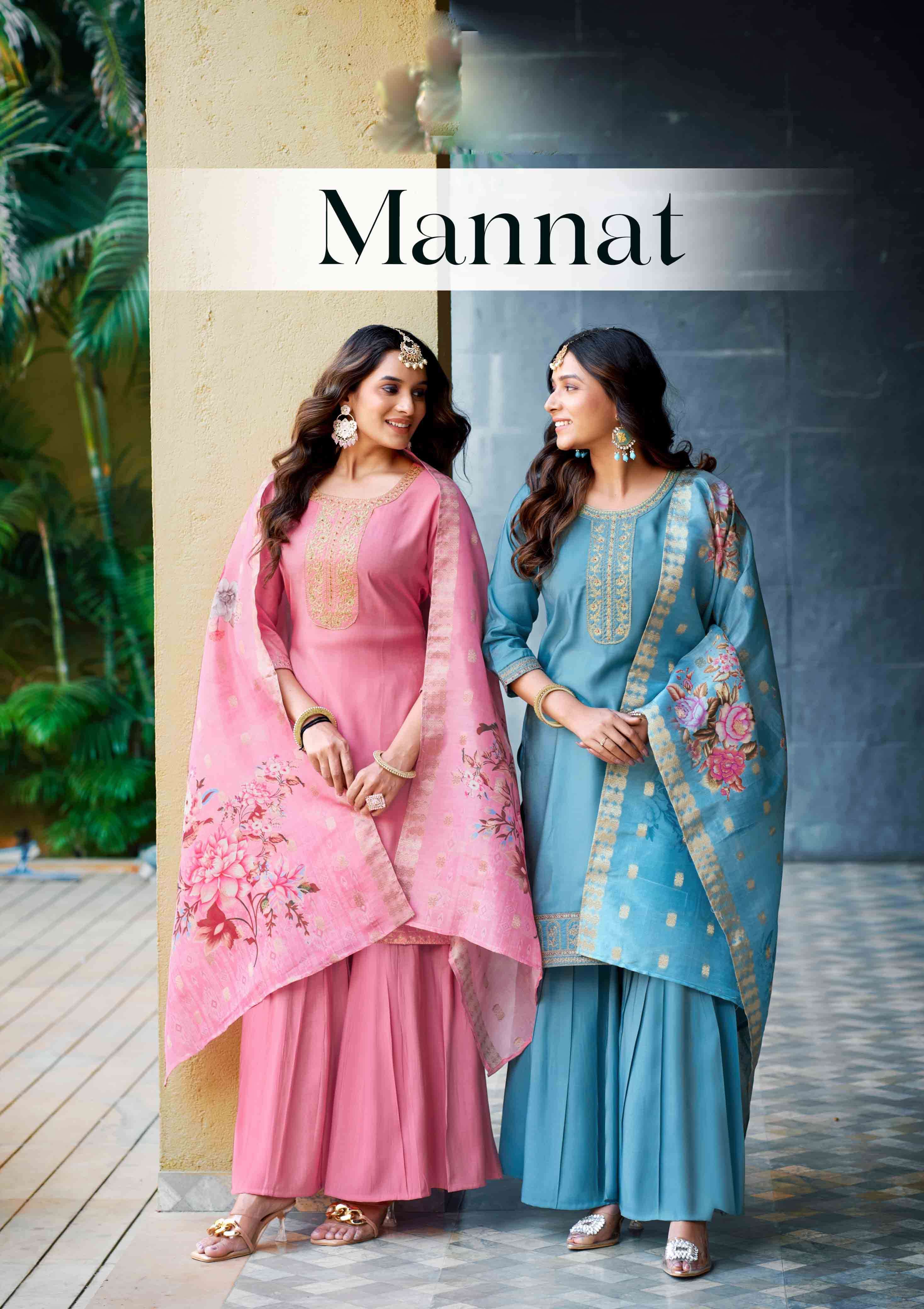 explore the mannat sharara collection by ossm viscose roman simmer silk elegance