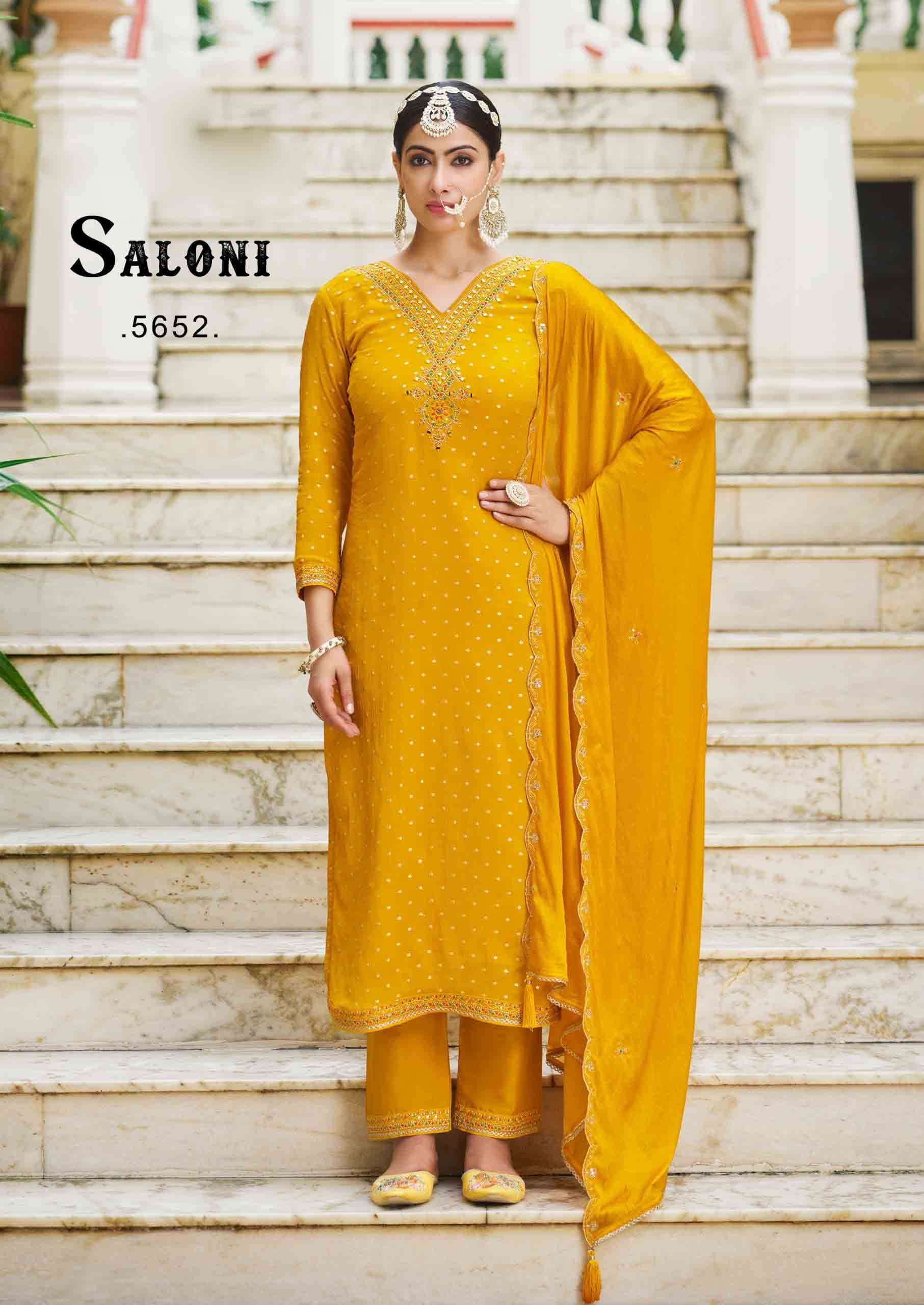 saloni rangoon pure chinon jacquard Butti with fancy work kurti pant dupatta collection