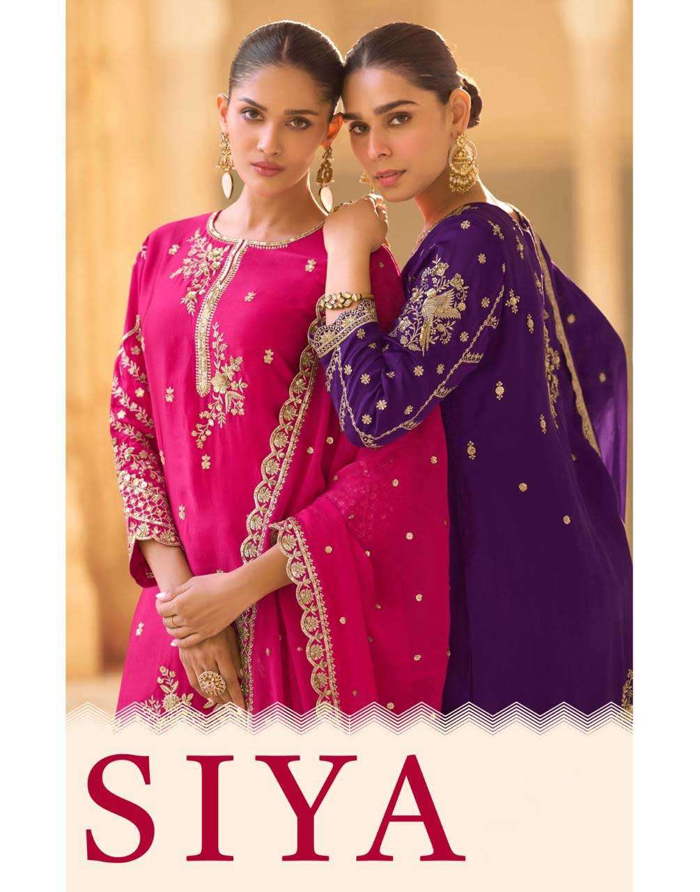 Shop Online Siya by Sayuri Soft Crepe Silk Embroidered Top with Fancy Dhoti Style Pant and Dupatta Collection