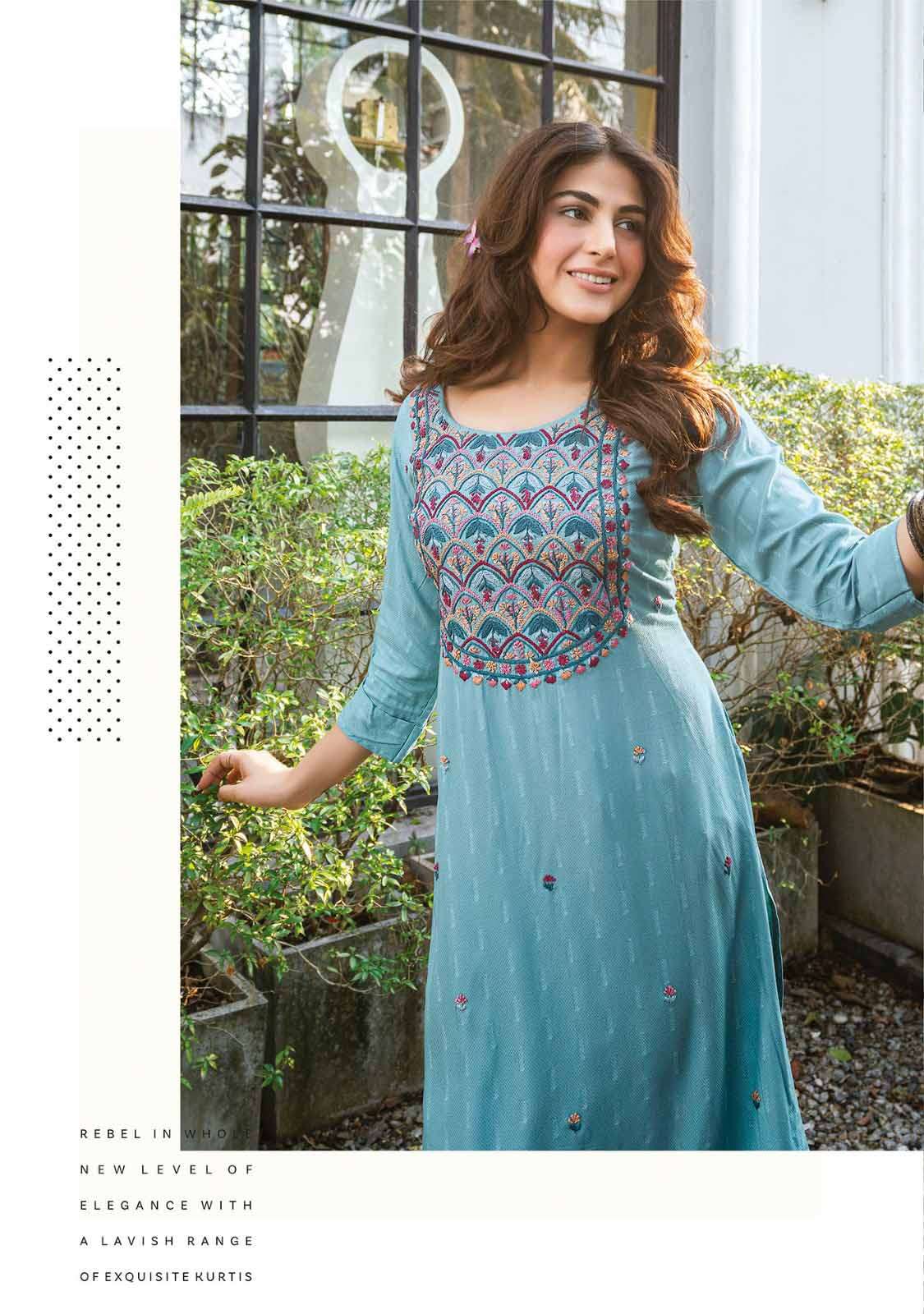  Anju Fabrics Crazy Vol 5 HEAVY KNOT WORK KURTI