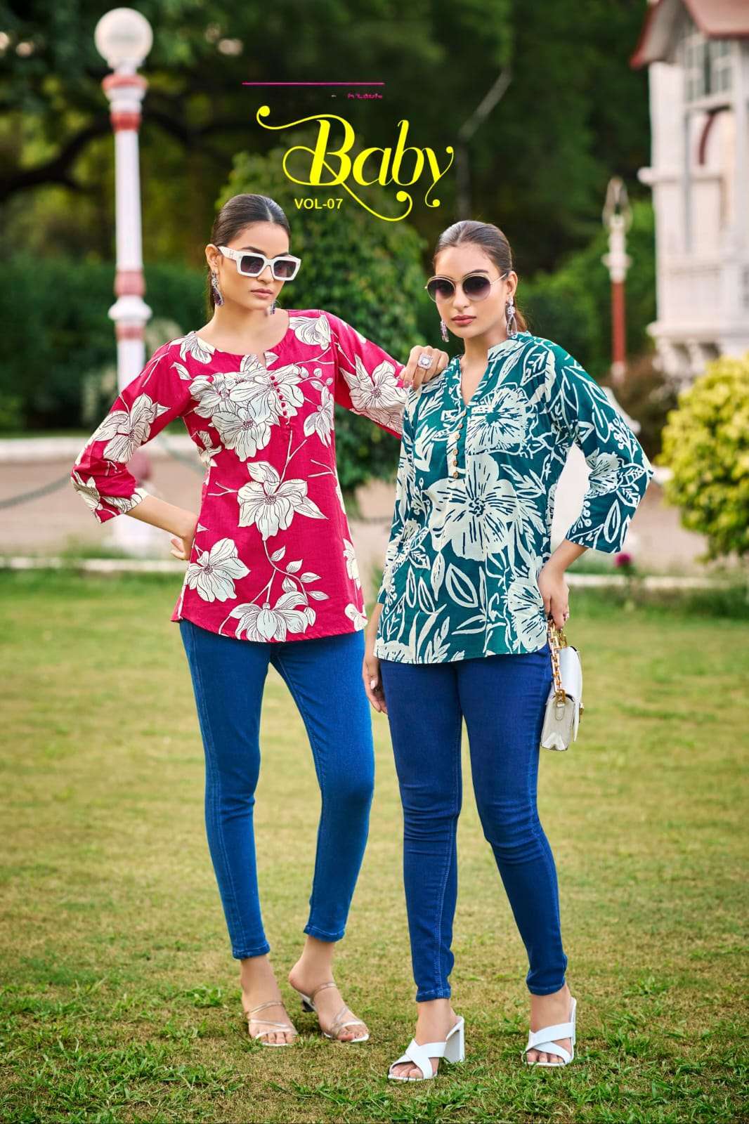 Baby vol 7 heavy rayon print  fancy short tops collection for summer season