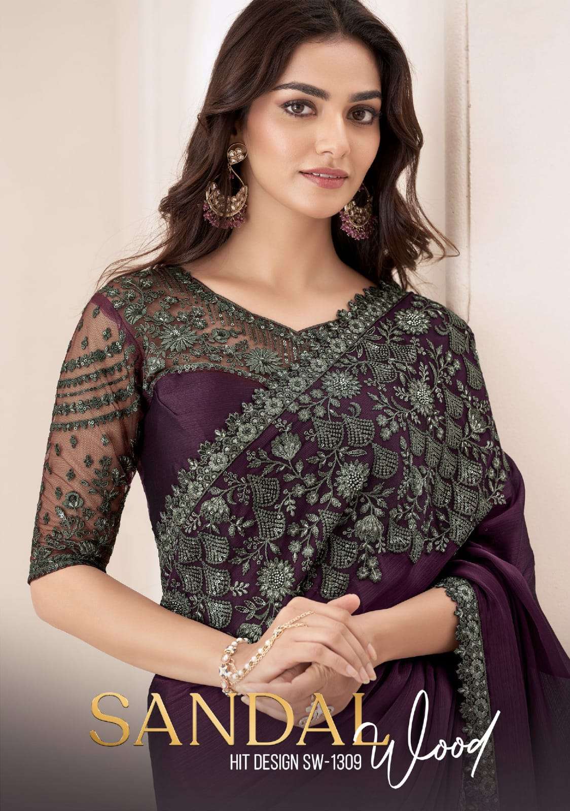 New Sandalwood Tfh 1309 Colours Georgette Satin Partywear Sarees