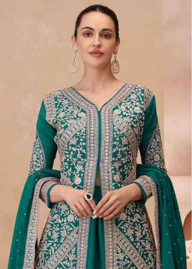 Noor Rasalika Premium Real Chinon Silk Indo western Wedding Collection Suit