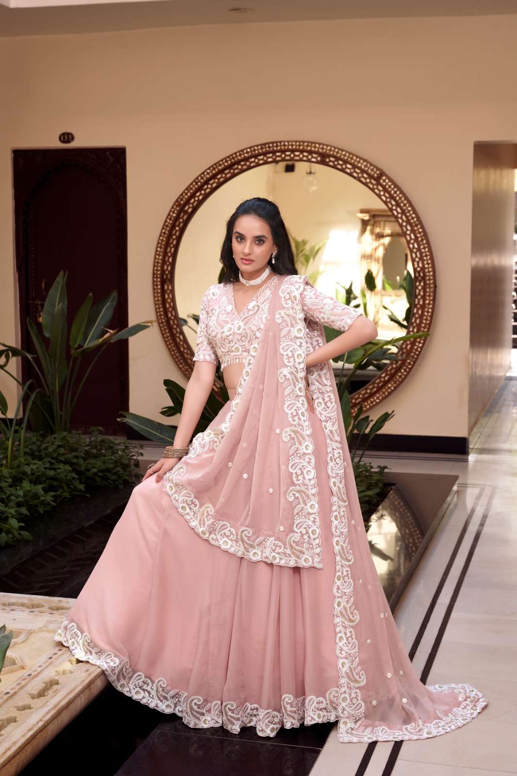 Saara Lehenga with Pearl Coding & Sequins Embroidery