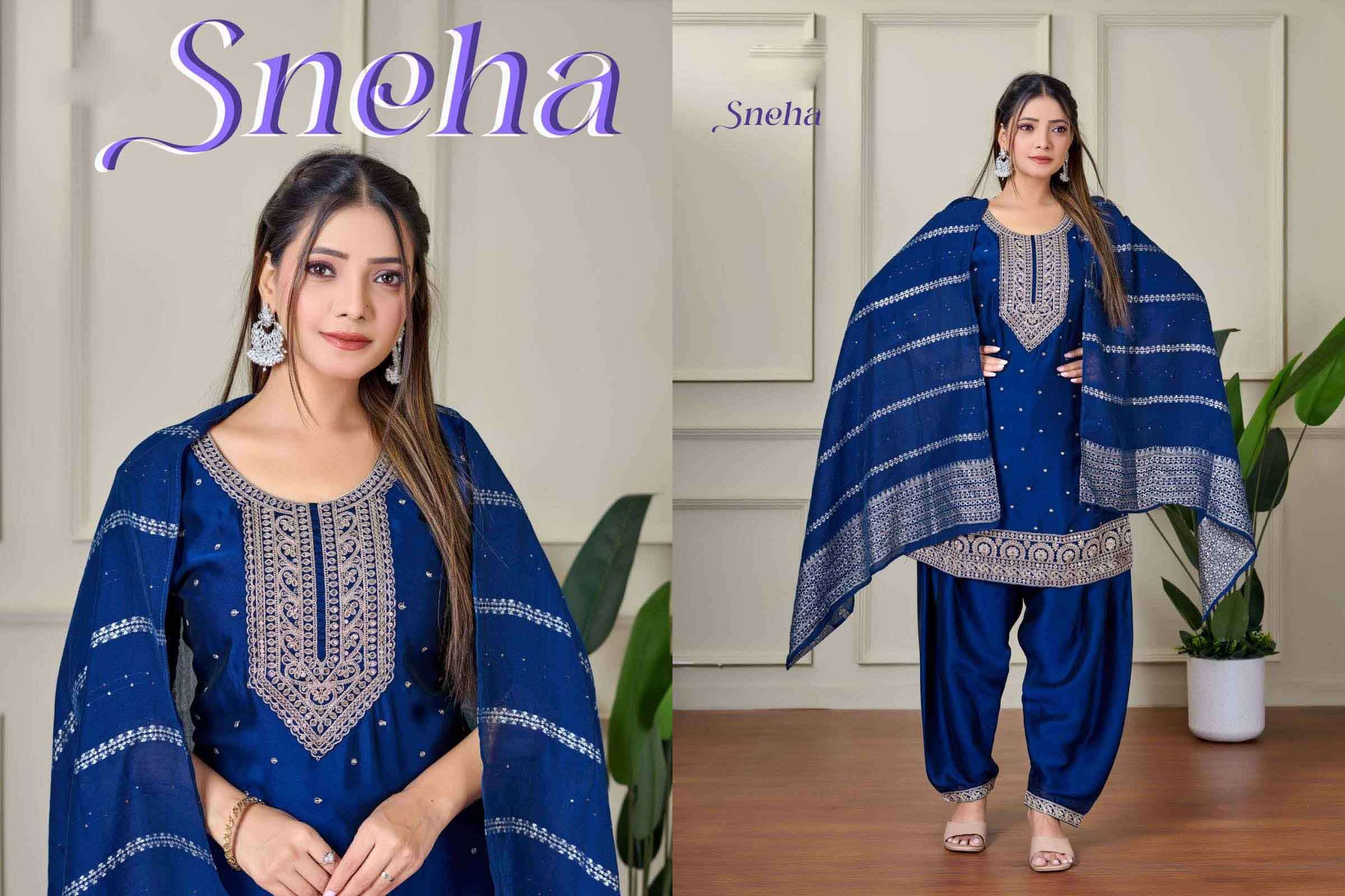 Sneha A 3PC Straight Kurti with Patiala & Dupatta