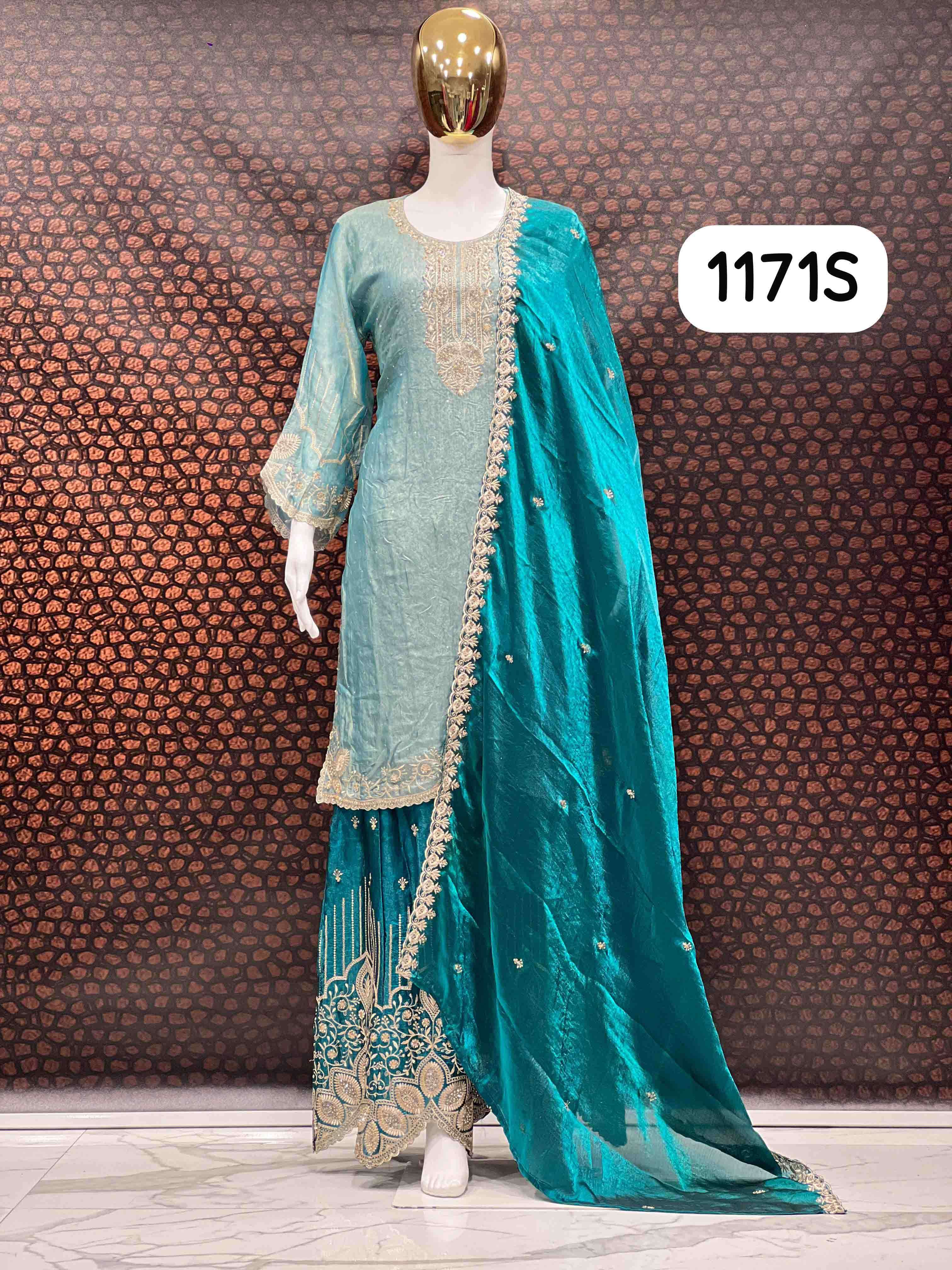 Suhana 3PC Heavy Suit Embroidered & Zarkan Work Readymade Suit by Krisha Creation