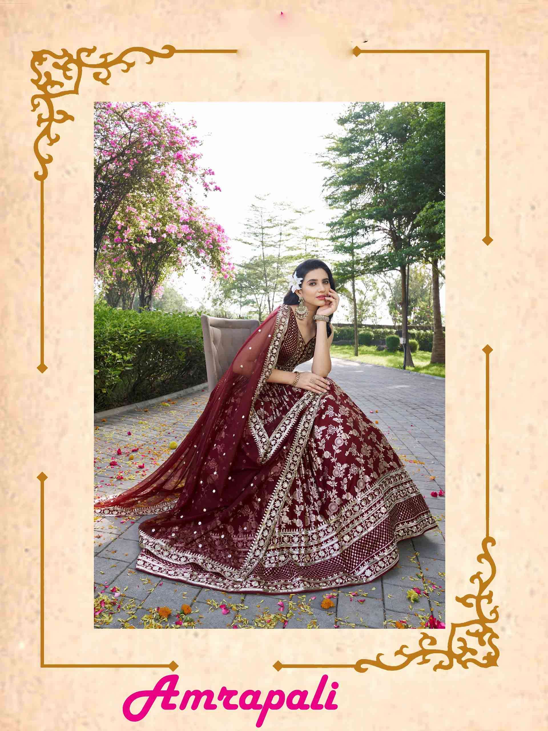 Amrapali Dola Silk Jacquard Partywear Lehenga Choli Collection Online