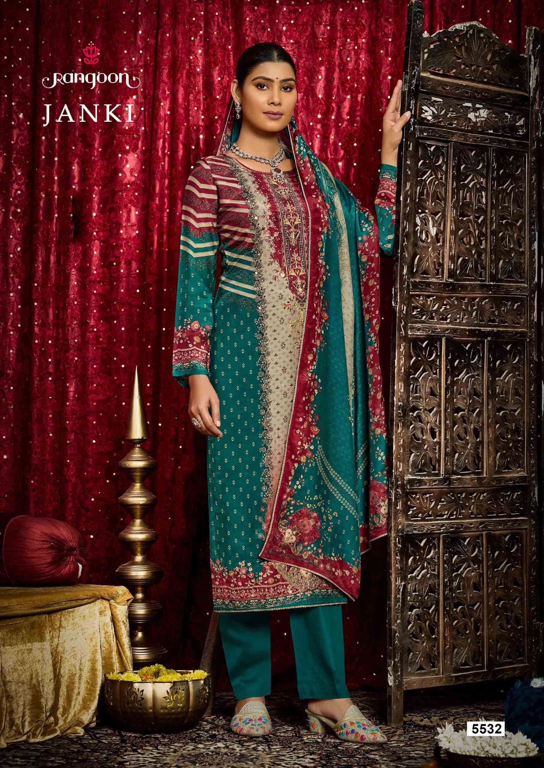 janki rangoon pure muslin aari work swaroski diamond kurti pant dupatta set
