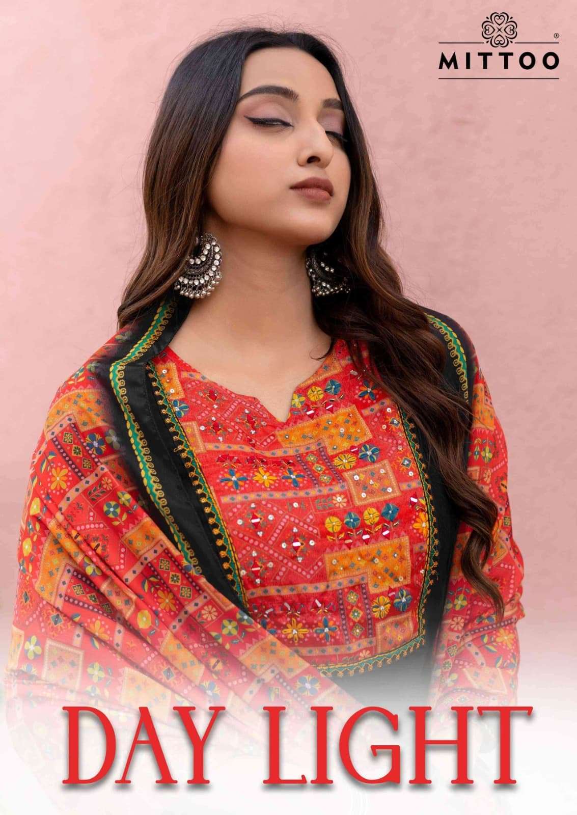 Mittoo Day Light 3PC Set Embroidered and Handwork Trusted Supplier in Surat Krisha Creation