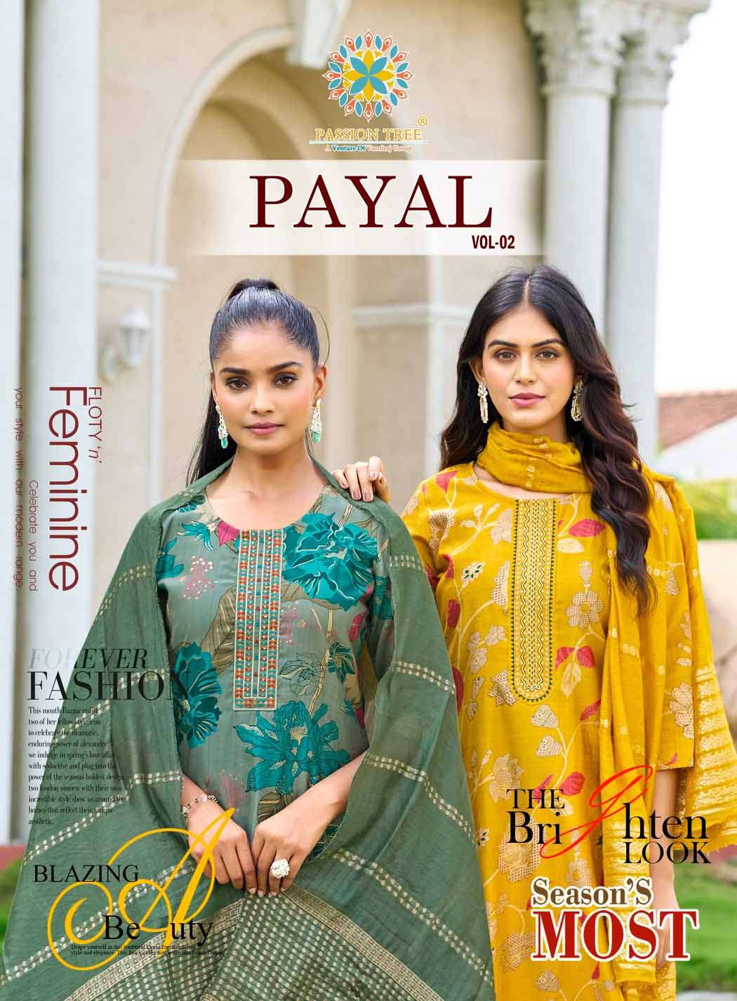 Payal Vol 2 Straight Kurti Pant Dupatta Set  Fancy Print Embroidery Work  Heavy Jaquard Dupatta