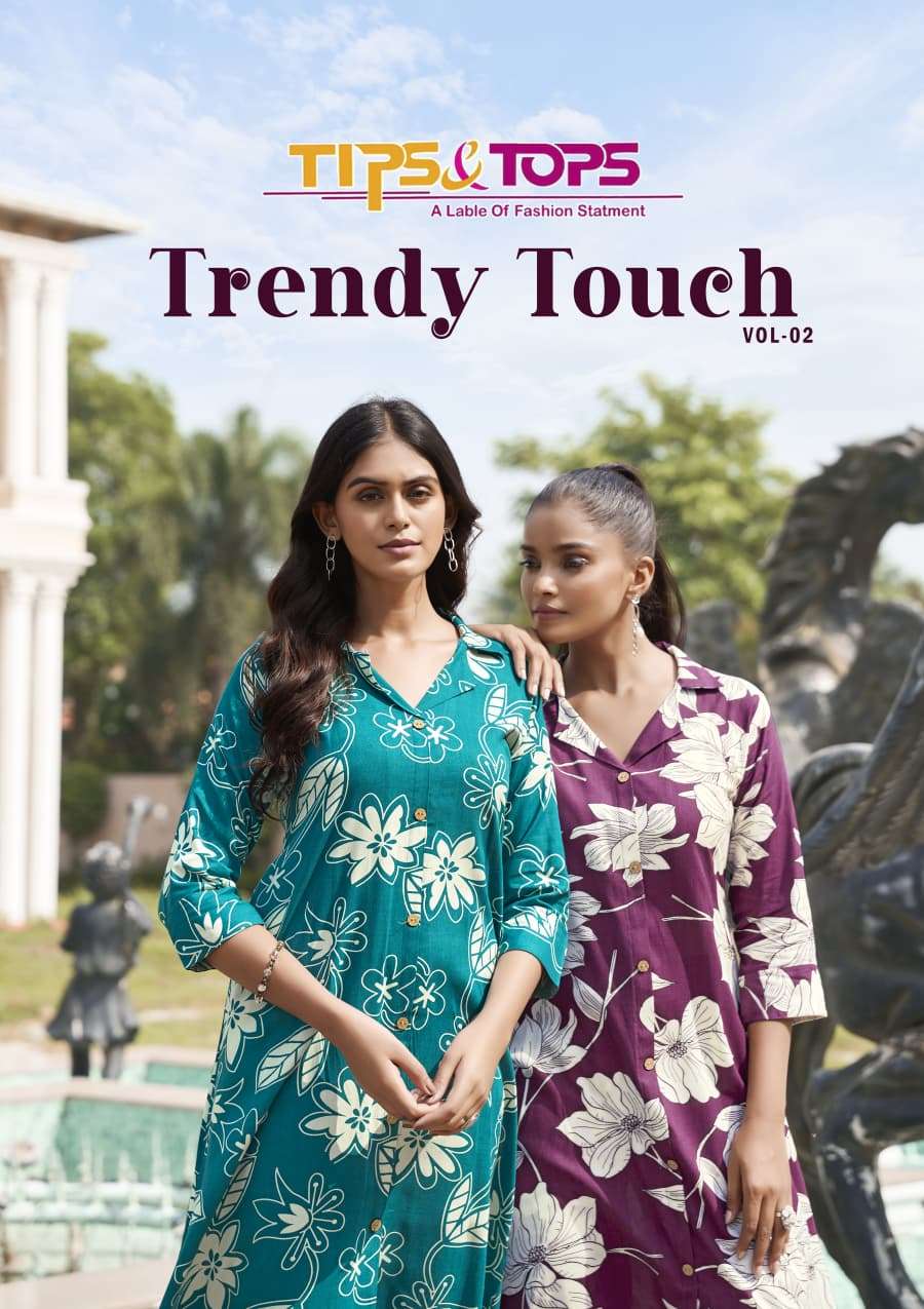 Tip Tops TRENDY TOUCH Vol 02 A Line Cord Set  Reyon Print with Collar and Pocket