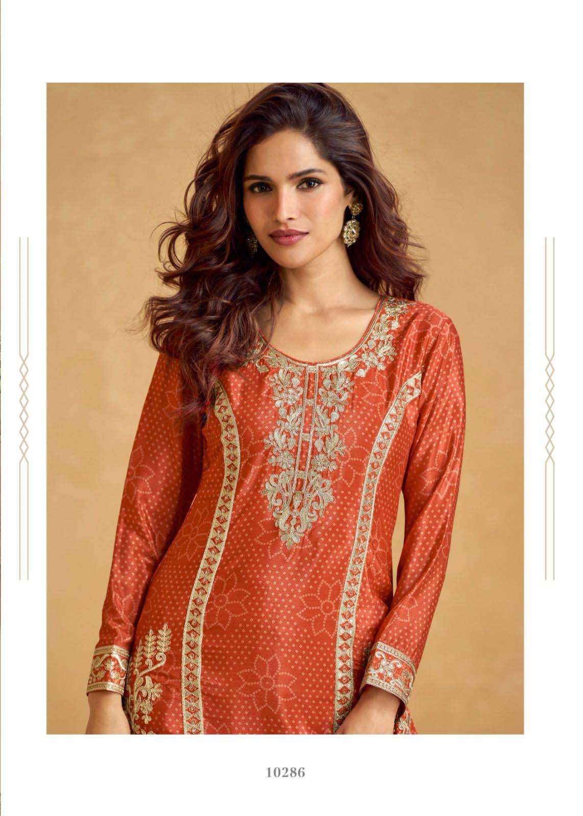  Aashirwad Tanvi Premium Chinon Silk Stitched Suits - Free Size  Krisha Creation