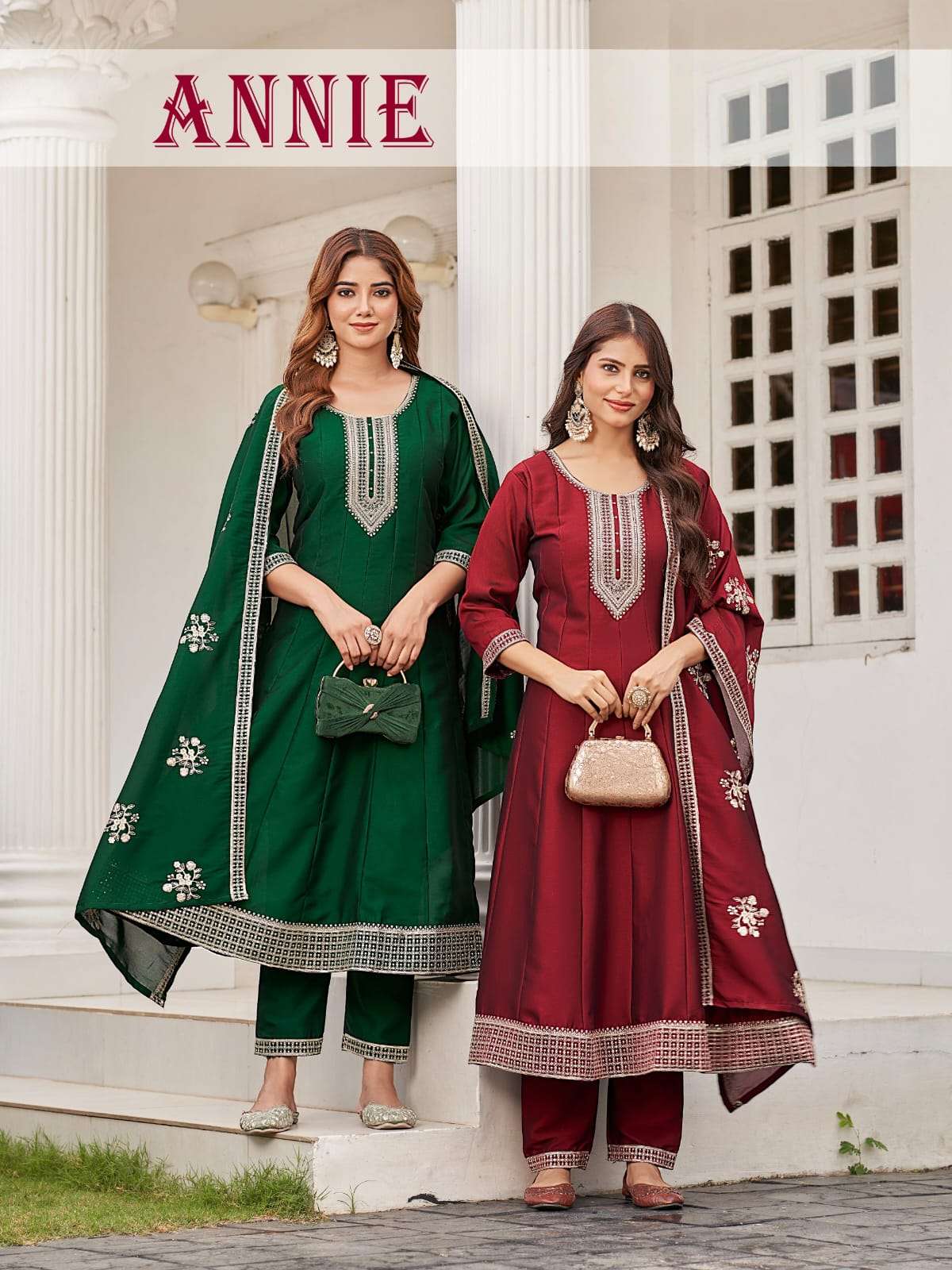 Annie Aanchi Crystal Silk Flair Concept Kurti Pant Dupatta Set