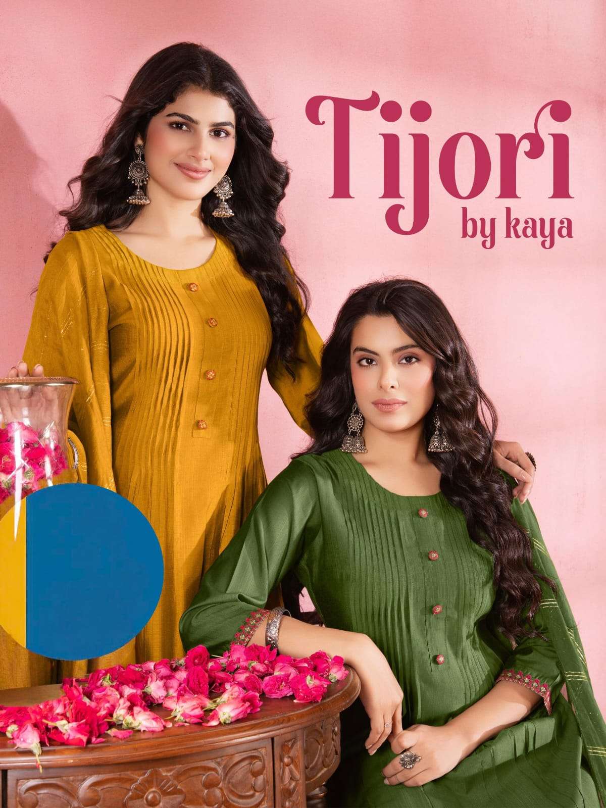 Tijori Kaya Anarkali Style Concept Vertican Kurti Pant Dupatta set