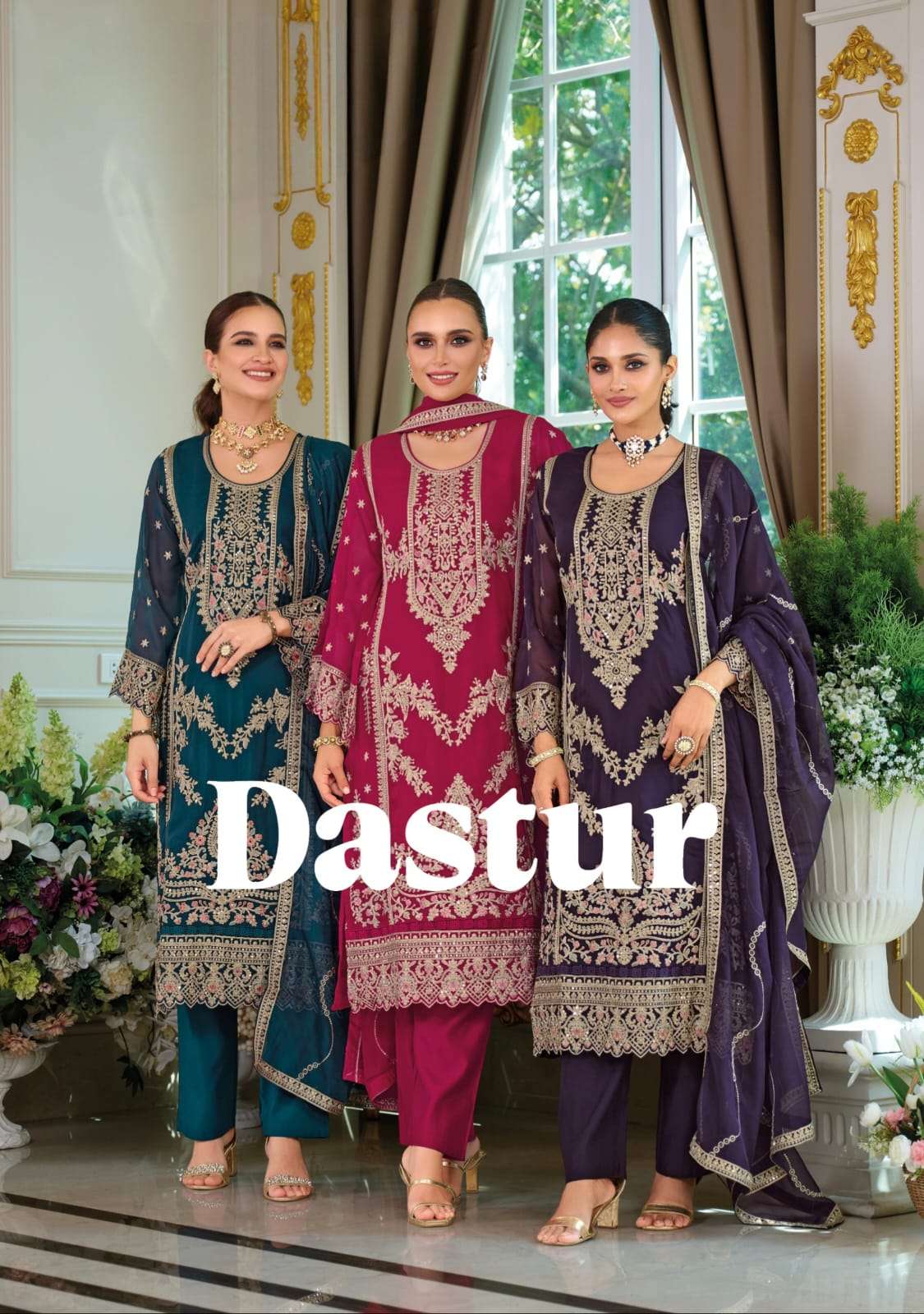 Dastur Zaveri Soft Organza Embroidery Pakistani Suit Collection
